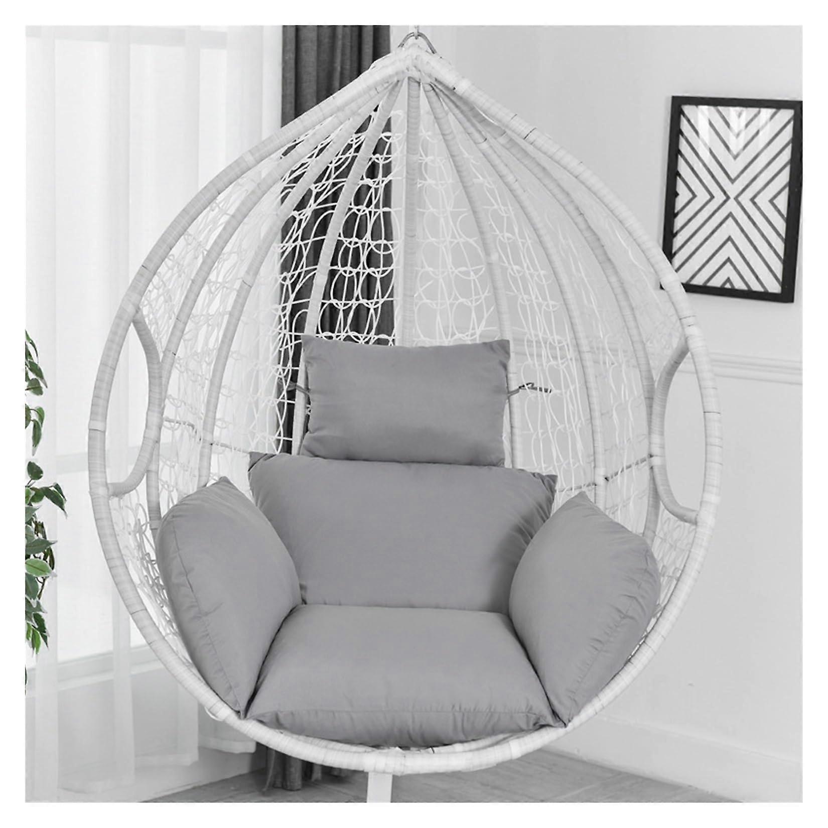 UV Resistant Hanging Egg Chair Cushion Replacement Elastic Outdoor/Indoor Cushion With Pillow Gray Patio Cushions