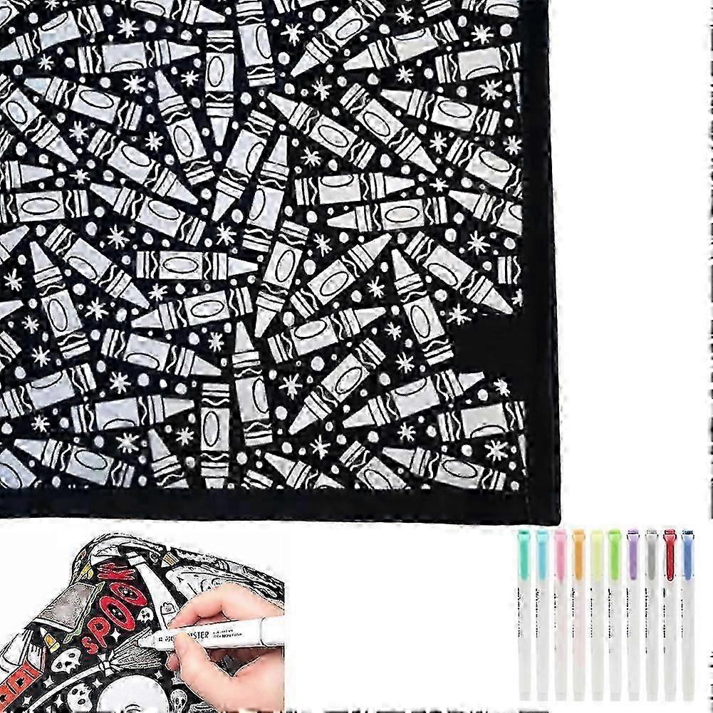 DIY Coloring Blanket with 24 Colors Fabric Markers - 39*25*4cm Fuzzy Throw Blanket for Creative Customization & Stress Relief, Christmas Gift 2025