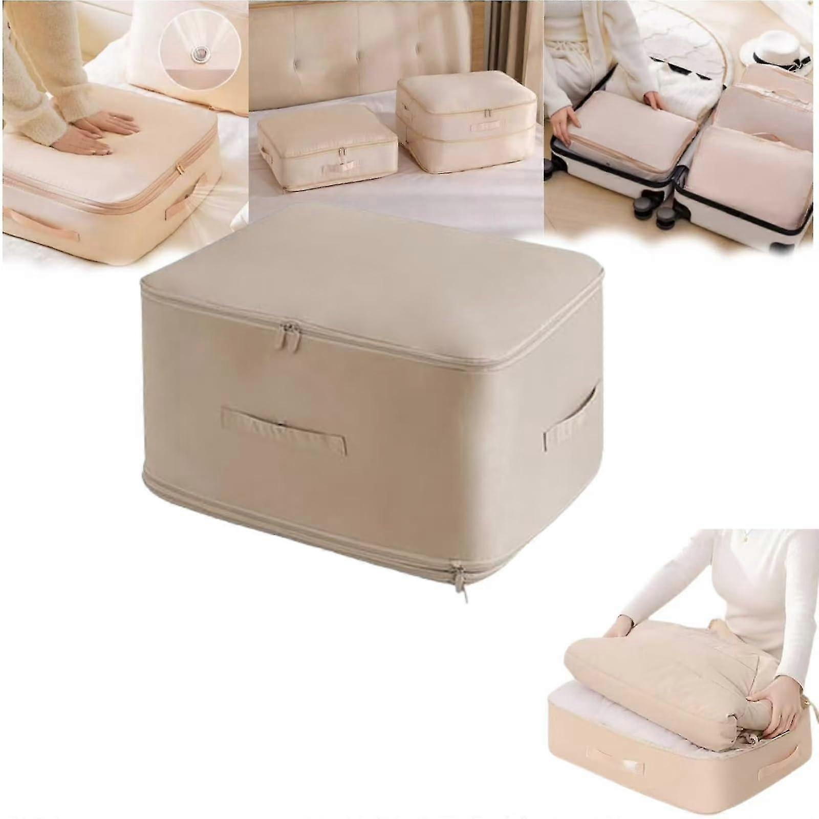 Compression storage bag for duvets, large capacity, ultralight packing cubes (2PCS Khaki)