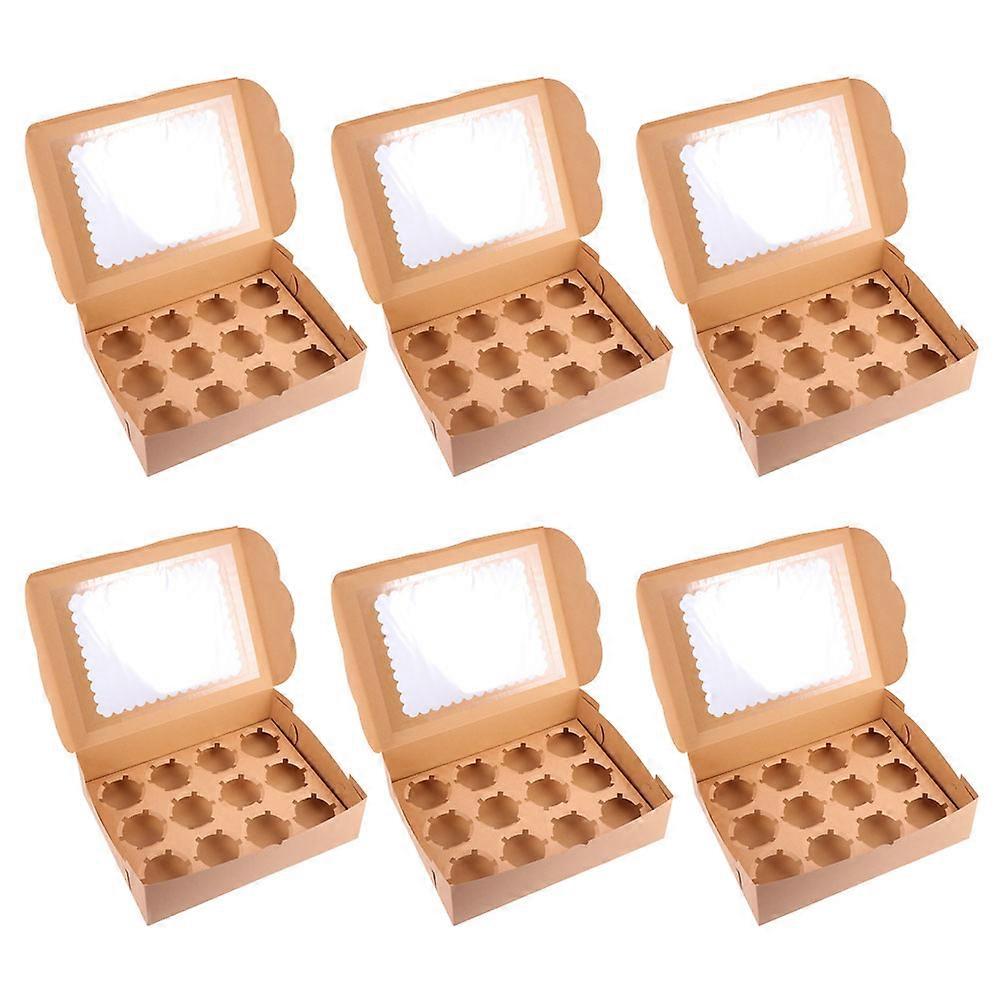 Cupcake Box Storage Box for Packaging 12Pcs Light Brown Cake Boxes