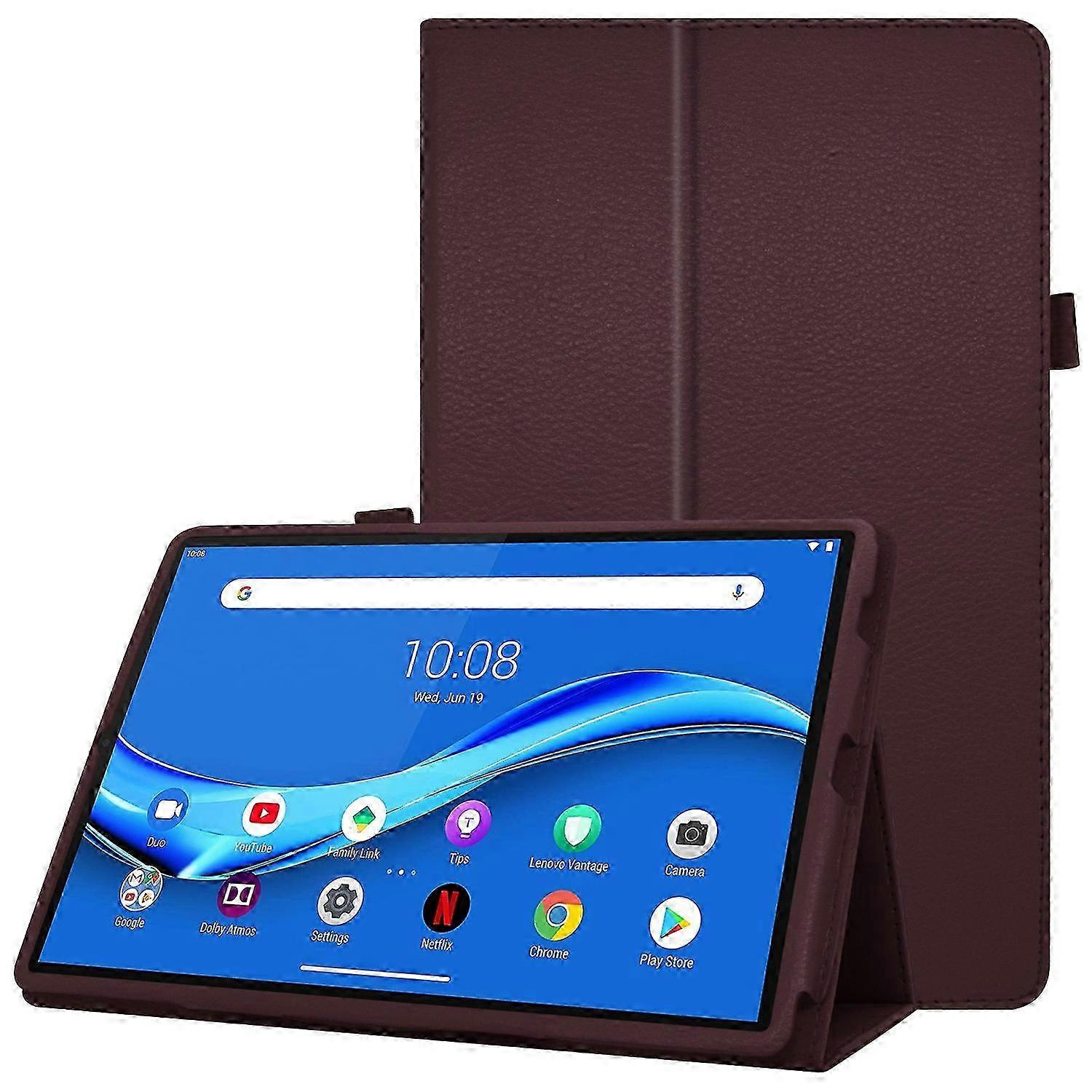 Capa de couro PU à prova de choque para Lenovo Tab M10 Plus TB-X606F com suporte e caneta elástica de 26 polegadas
