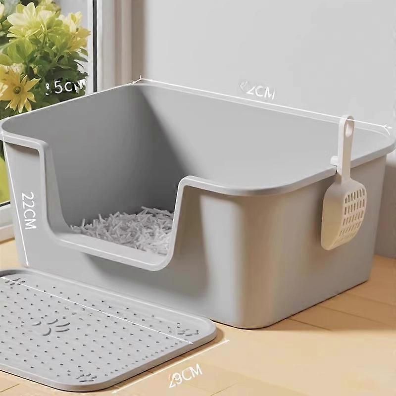 Large Size Semi-Enclosed Litter Box Odor-Proof for Kittens Inteated Design Prevents Spills Poop Pan Toilet