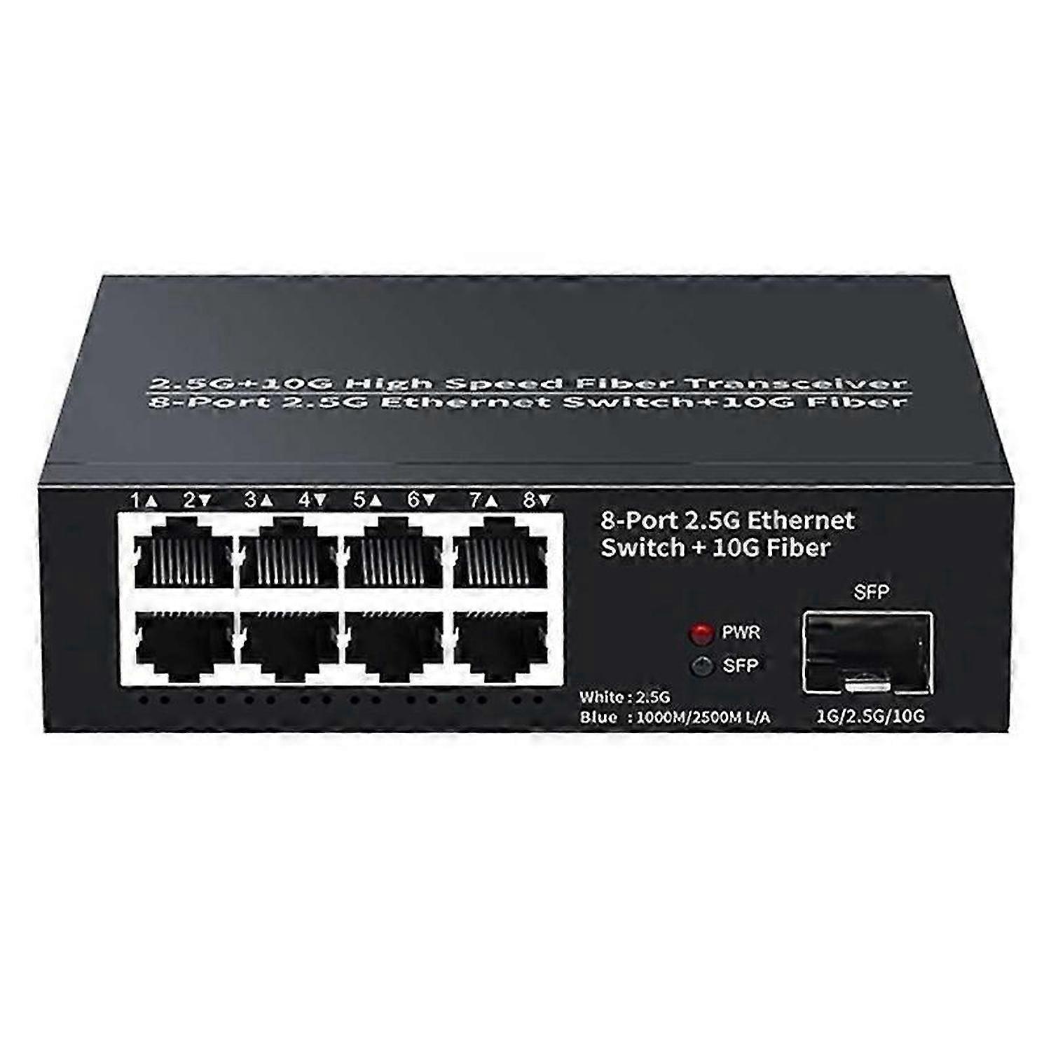 8-Port-Ethernet-Switch 2,5 Gbit/s Netzwerk-Switcher + 1-Port-10G-Glasfasersteckplatz Heimlabor-Netzwerk-Switch-Stecker