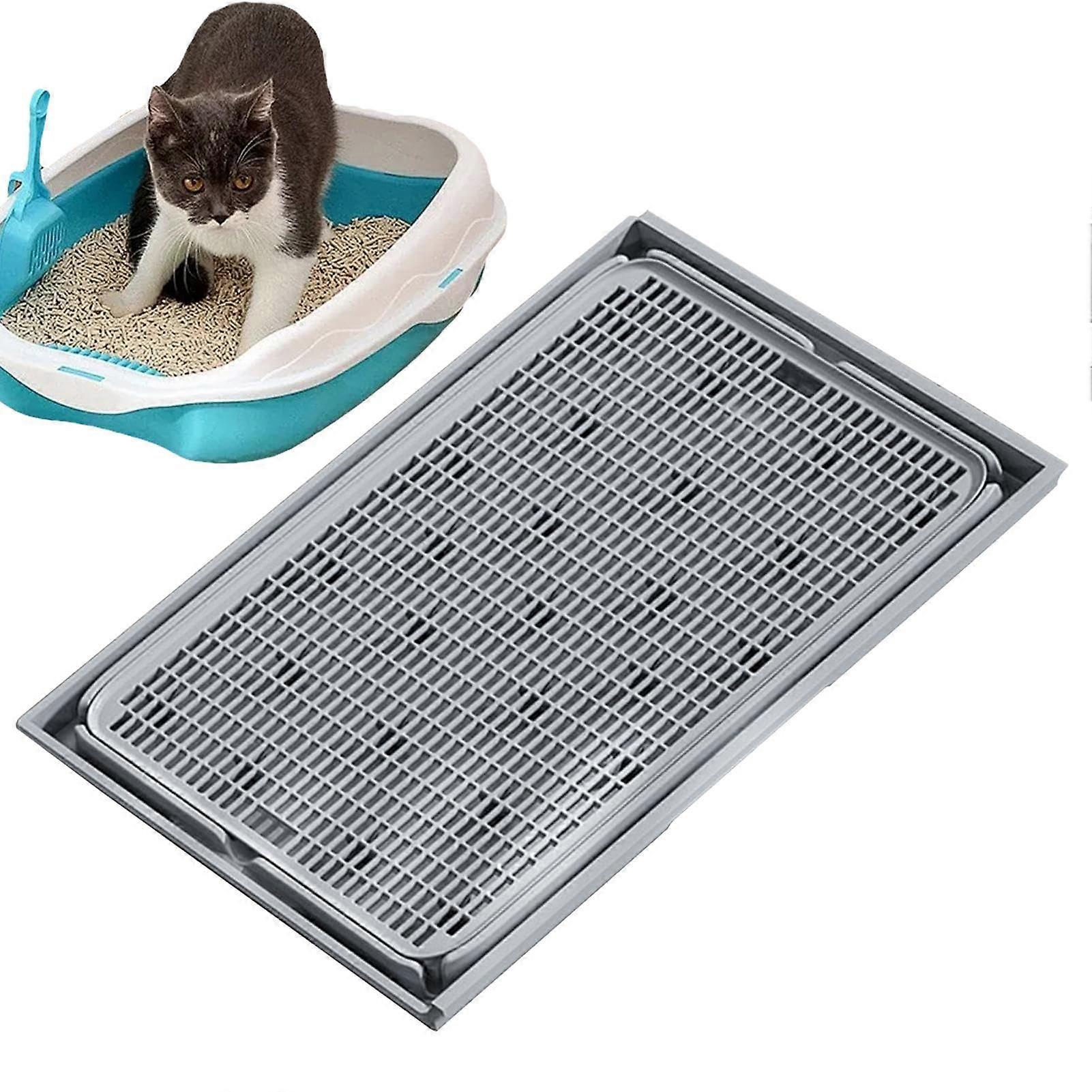 Cat Litter Mat Large, Double Layer Removable Litter Collection Mat, Cat Box Mat, Light Grey, For Pet Shops