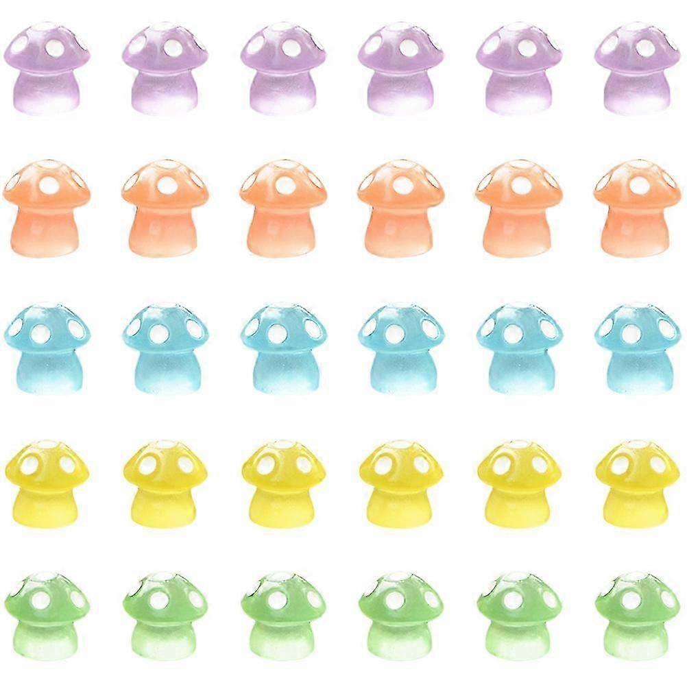 30Pcs Mini Glow in the Dark Mushroom Decors Mini Mushroom Ornaments Luminous Mushroom Figurines