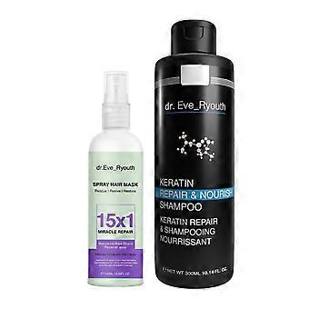 Keratin Repair & Nourish Shampoo 300 ml + 15 x 1 Miracle Repair Spray Hårmaske 100 ml