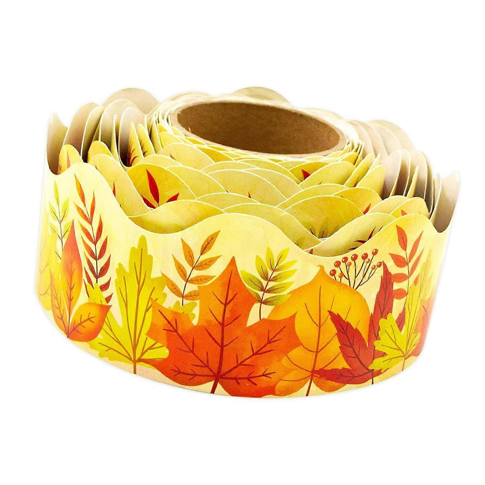 Maple Leaves Border Trim 10m, Autumn Decorative Sticker Border For Bulletin Boards And Classroom Poster Boards