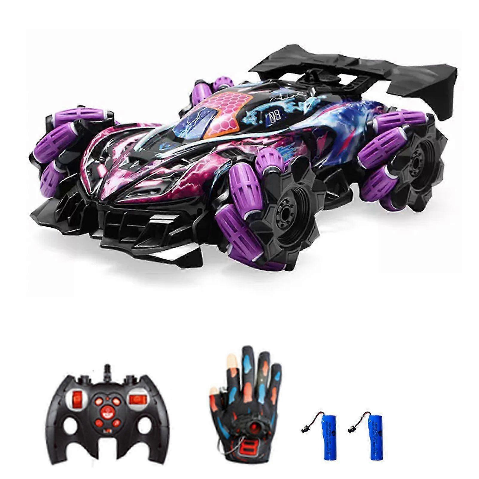Remote Control Stunt Car, 2.4GHz Spray Car with Cool Lights Music Side Drift Glove Gesture Control
