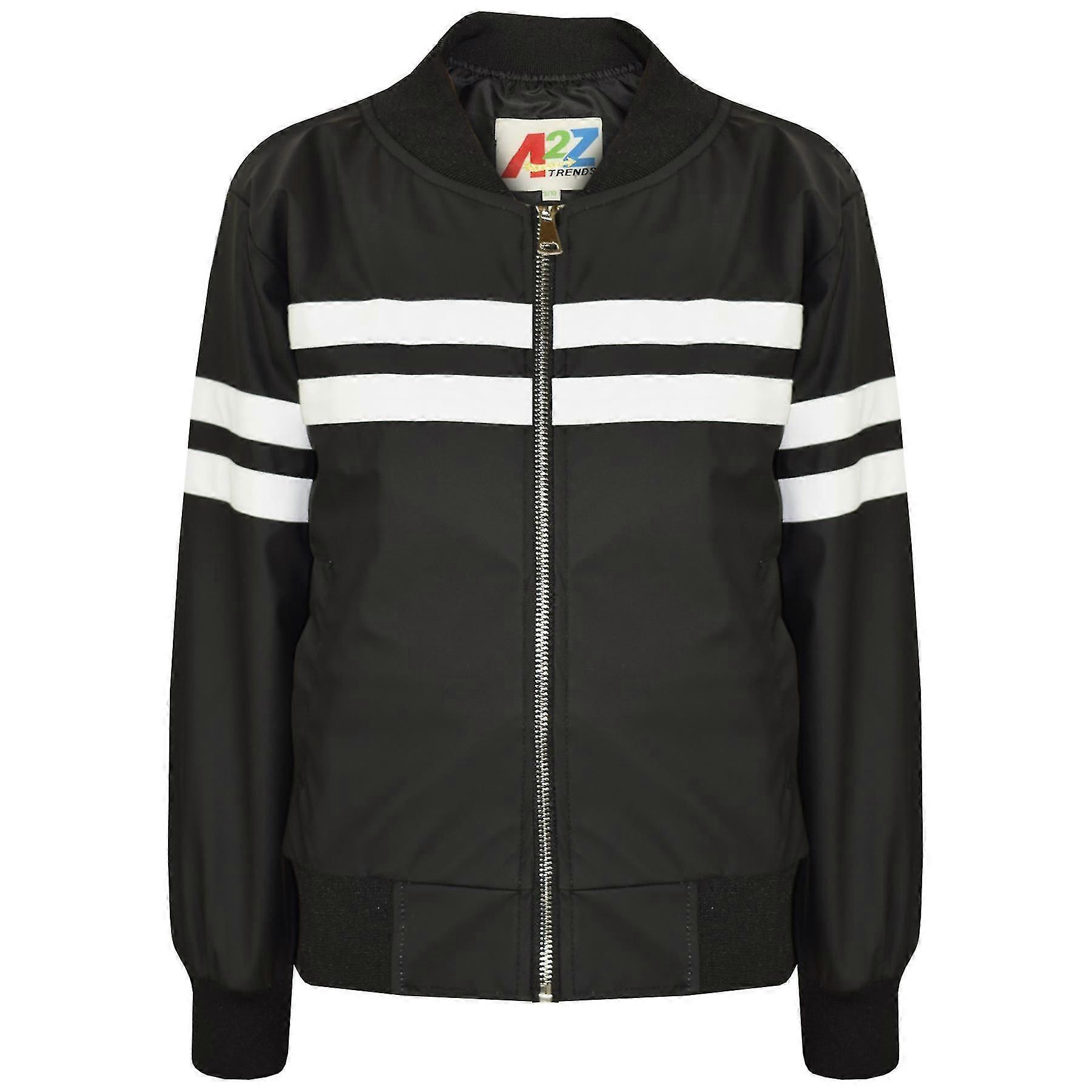 Barn Unisex Kontrast Ränder Varsity Jacka