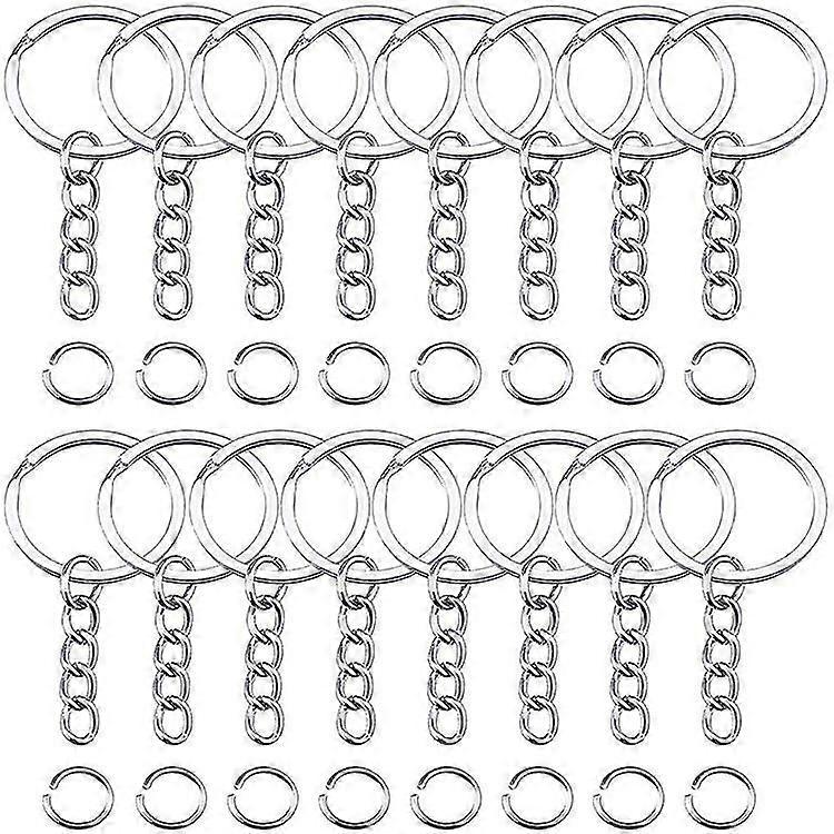 50pcs Keyring Blanks Split With Link Chain And Jumps Rings Metal Key Rings