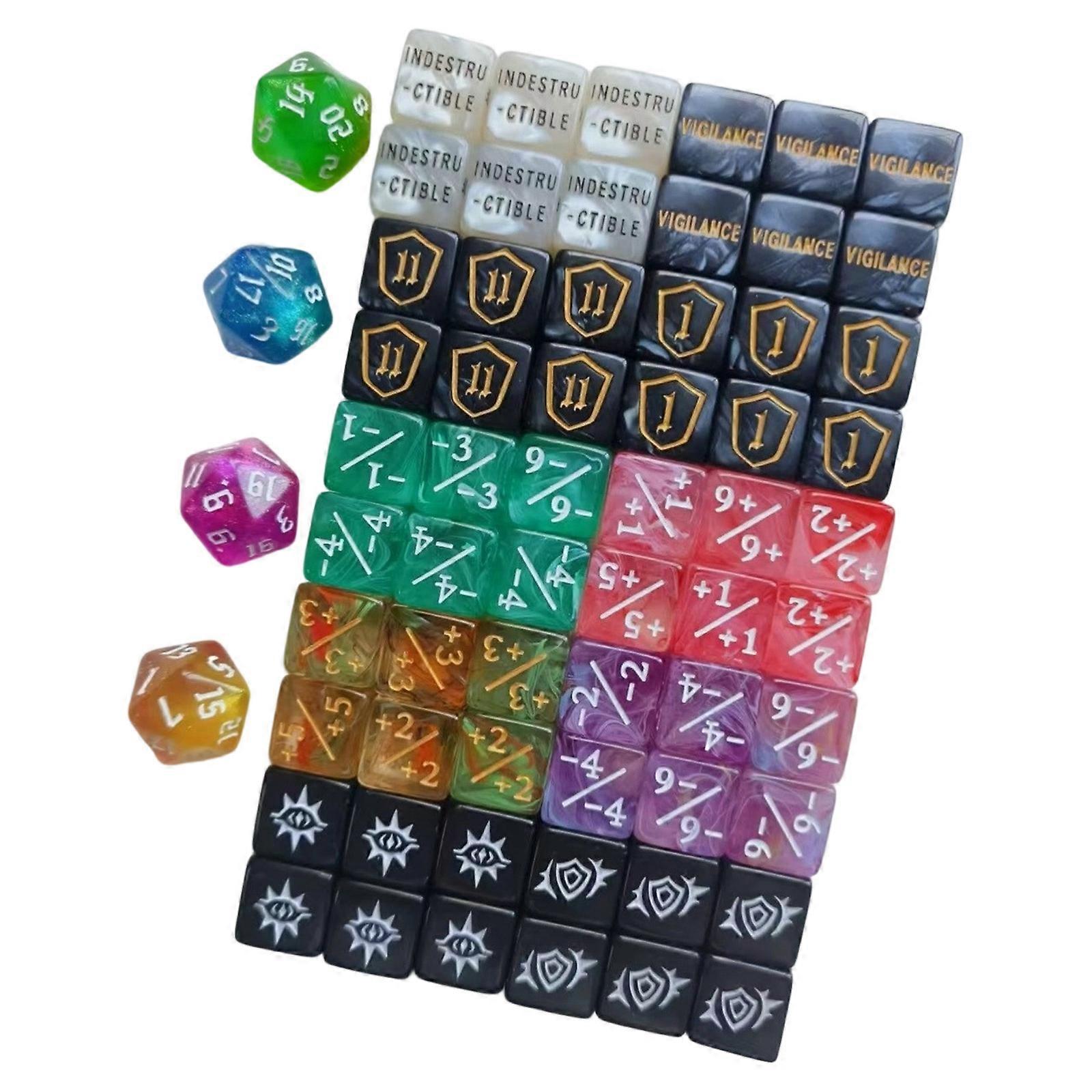 Symbol Engraved Polyhedral Dices Heavy Duty Acrylic Dices Collection For Extended Playing Game And Group Entertainment Multicolor