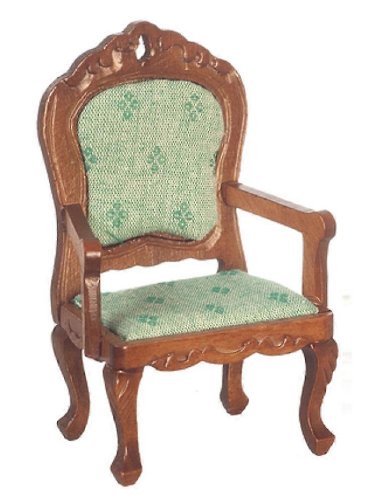 Κουκλών Σπίτι Καρυδιάς & amp; Πράσινα έπιπλα καθιστικού πολυθρόνας Fauteuil