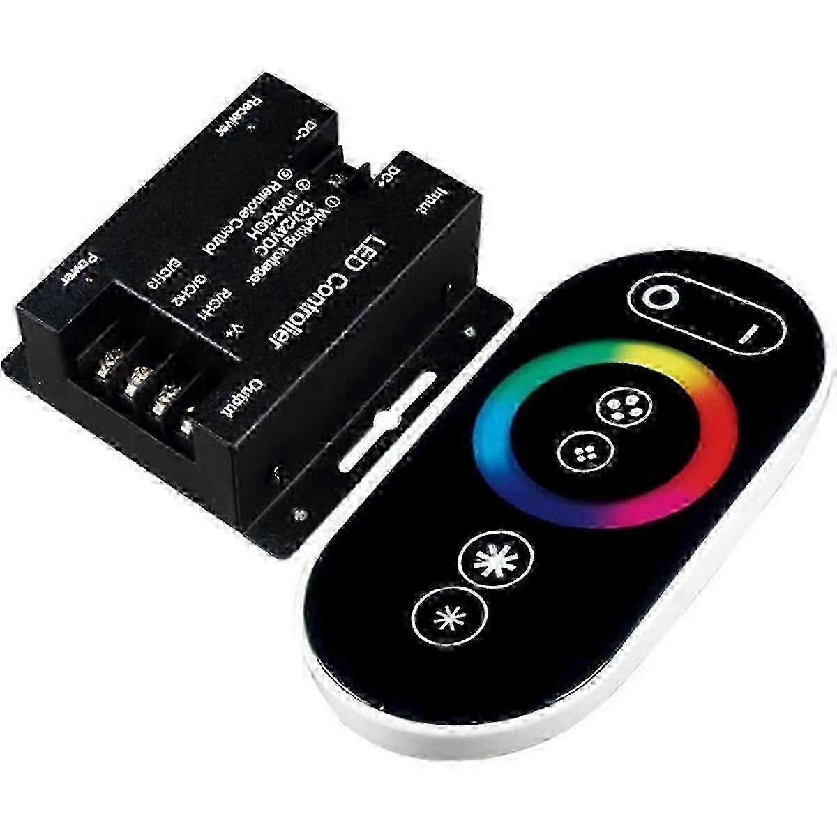 Led RF Remote Control RGB Controller for RGB Strip,10A/Channel,DC12V/24V,Touch Panel Dimmer,Max 20m w