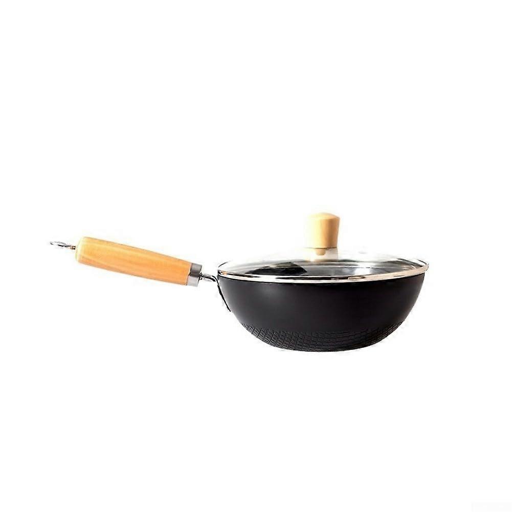 Wrought Iron Wok 20cm Uncoated for Single Serving Cooking, Frying, Sauteing, Simmering on Induction, Gas or Electric Stoves with Handle