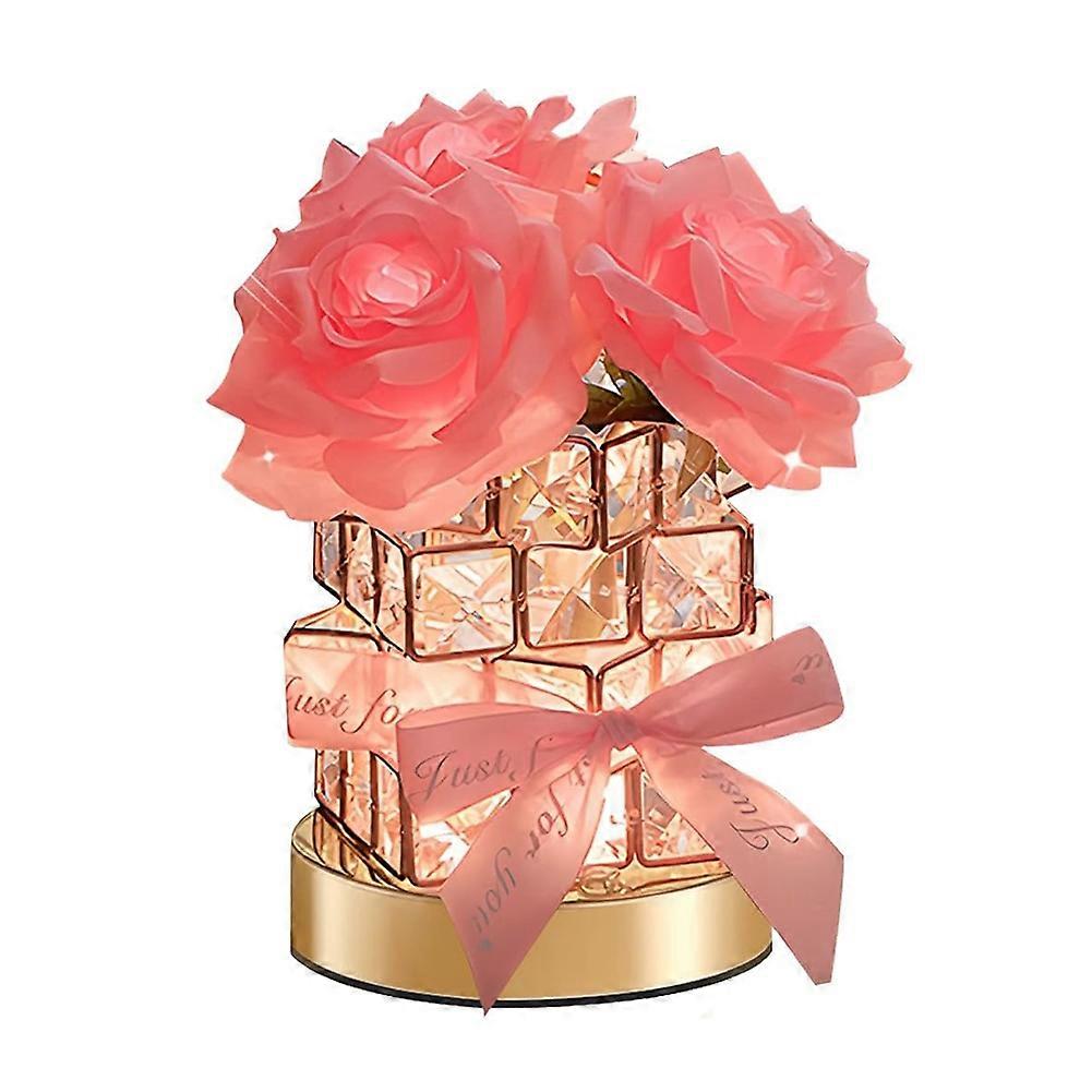 Rose Lamp 3 Colour Infinitely Dimming Battery Powered Small Night Light Rechargeable Cordless Touch Table Lamp