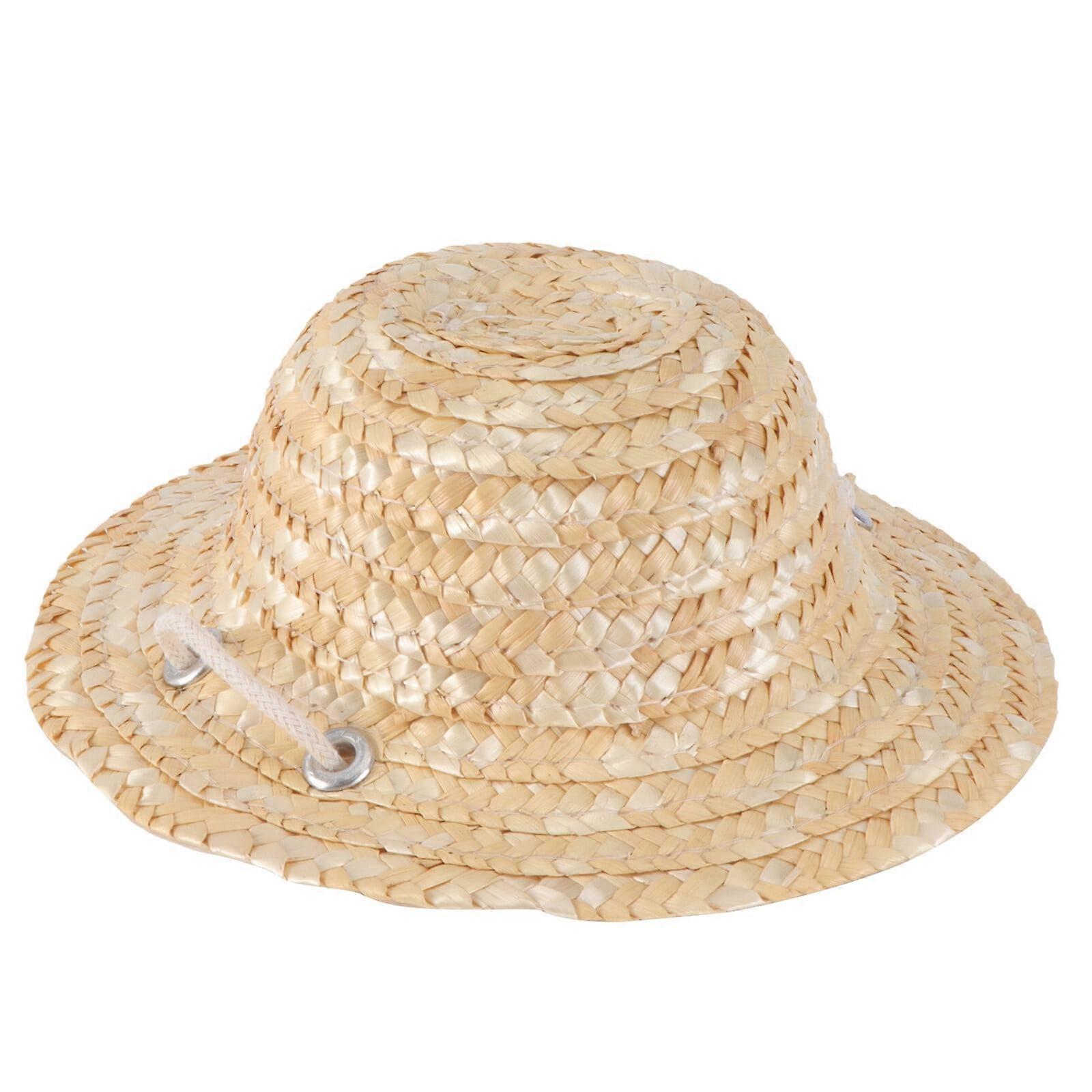 1pc Adjustable Exquisite Pet Straw Hat Cat Sunshade Straw Hat (Random Color)