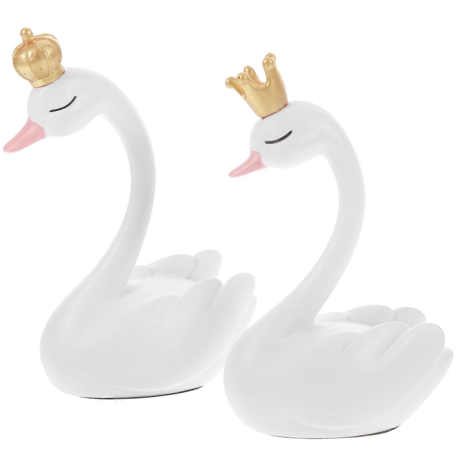 1 set of Resin Swan Statue Home Desktop Swan Decoration Swan Figurine Decorative Swan