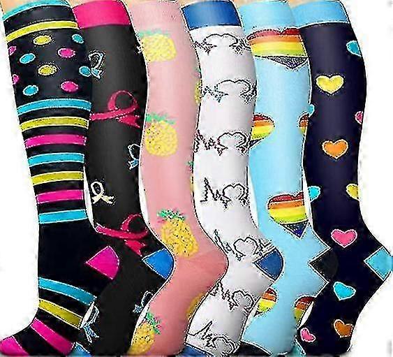 Circulation Support Compression Socks - 6 Pairs for Running & Cycling