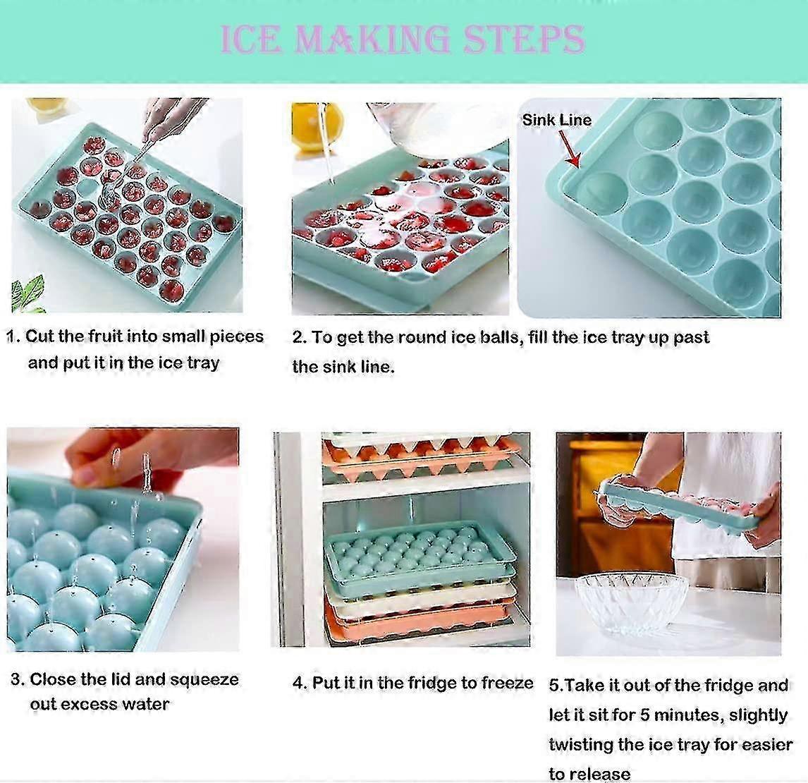 Runde Eiskugelmaschine 2er-Pack, Kugel-Eiswürfelbehälter zum Kühlen von Getränken