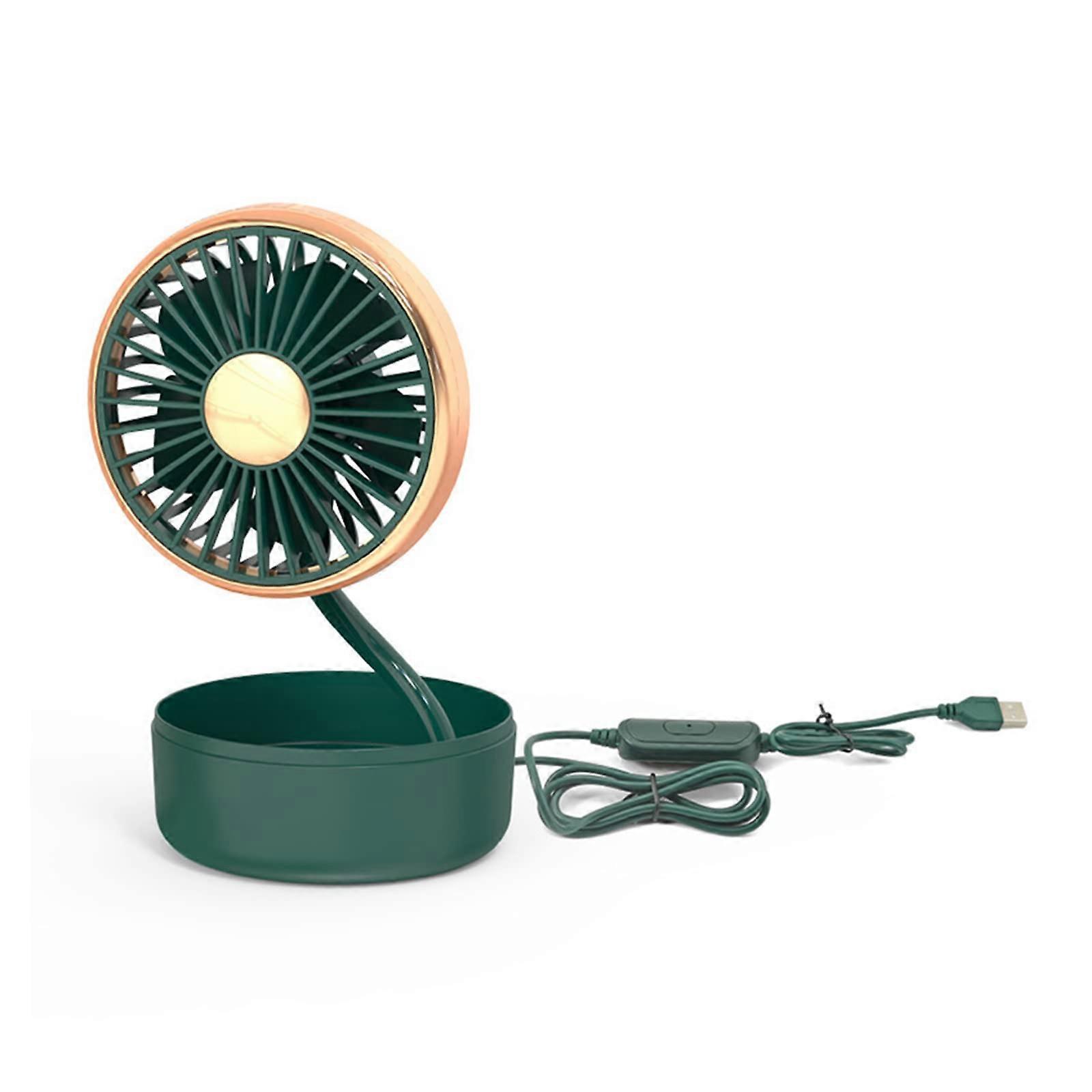 Portable 5W Car Cooling Fan with Adjustable 180° Rotation Low Noise Single Head for Summer Ink Green