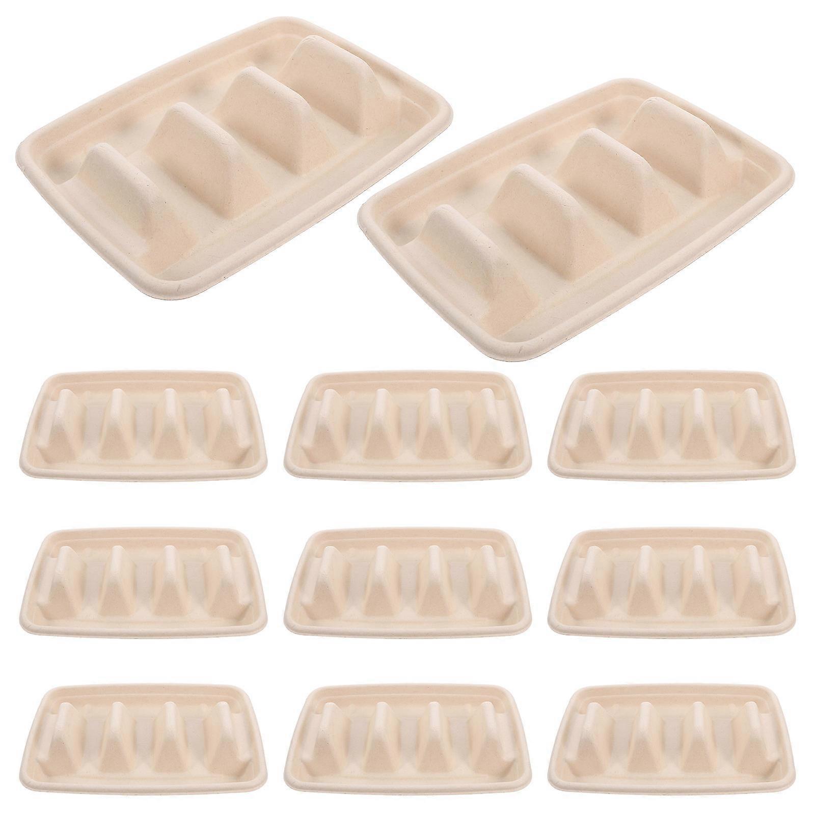 Ivory Taco Rack Disposable Taco Holders with Three Dividers 50Pcs Set