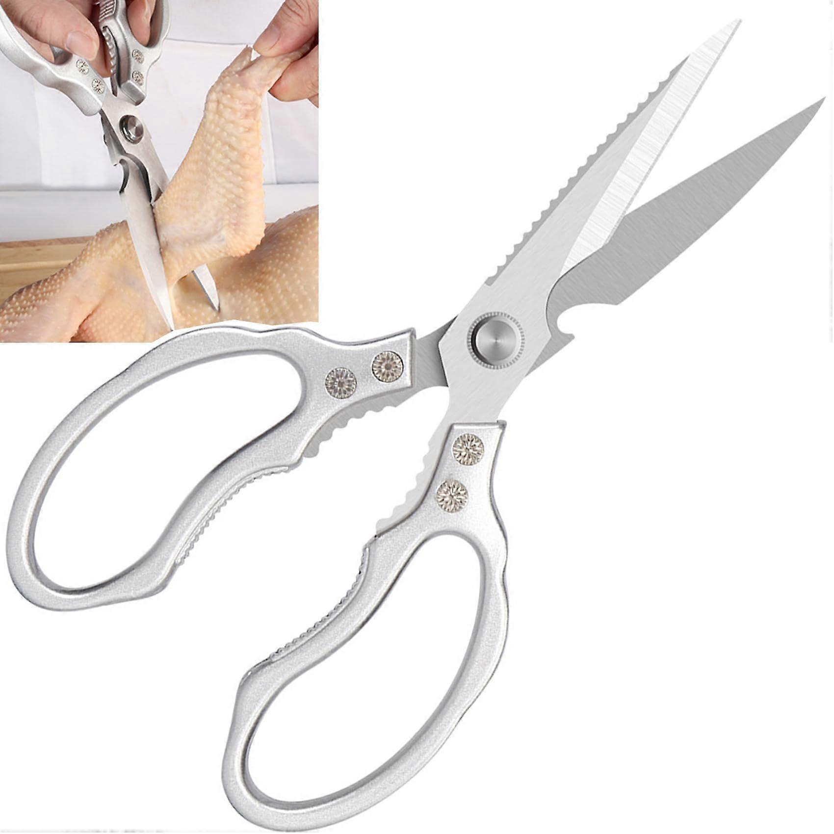 Multifunctional stainless steel scissors, durable sharpness, easy to clean, professional kitchen scissors, 23 cm