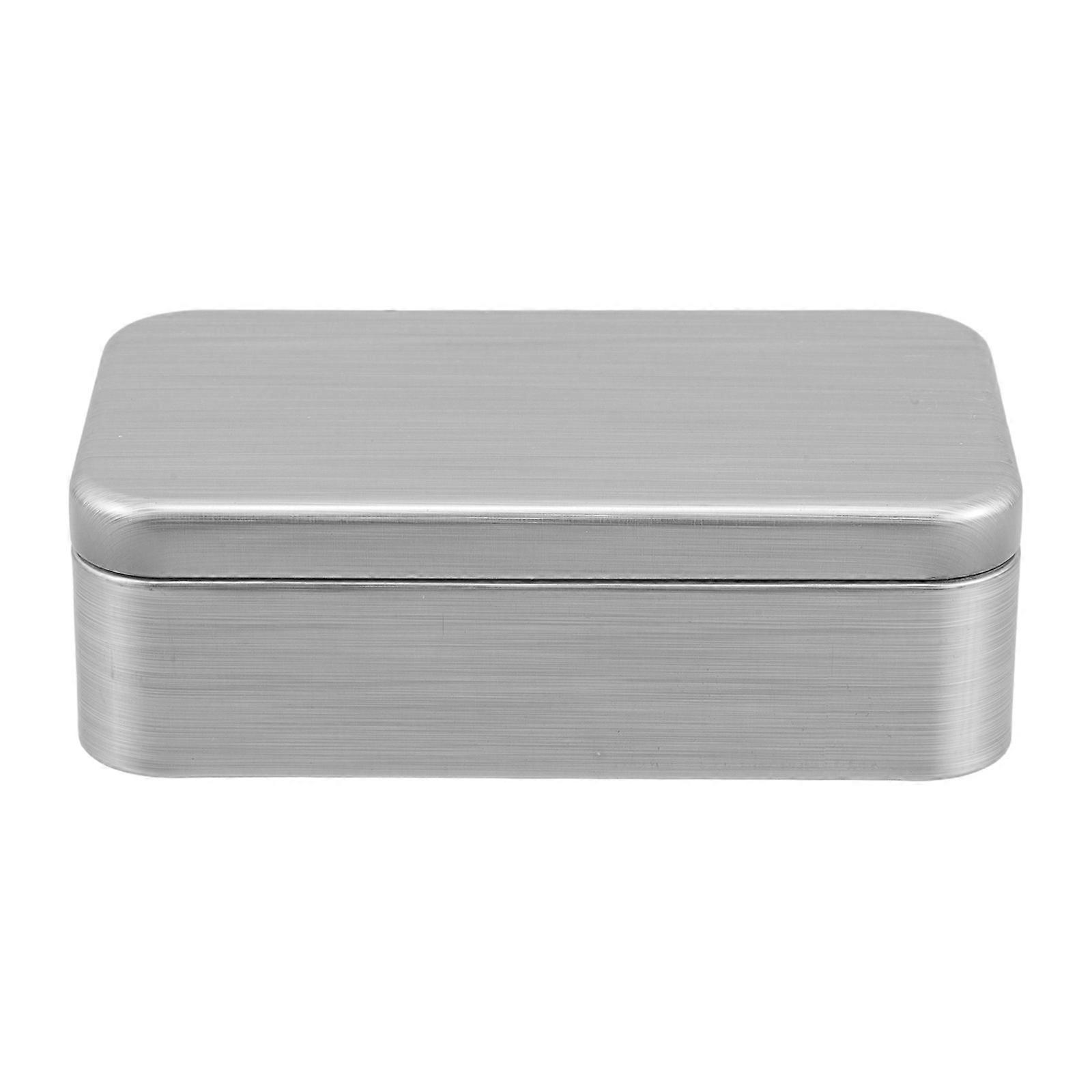 Silver Square Tinplate Box for Storage with Portable Design