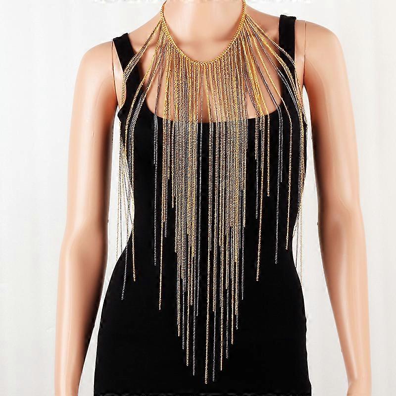 Classic Long Tassels Gold Chain Necklace Sexy Women Fringed Body Chain Jewelry