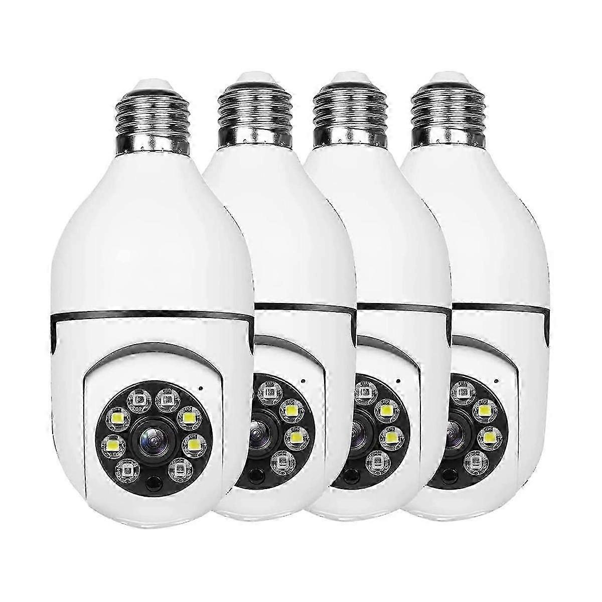 Security Camera Light Bulb for Outdoor Use, 2.4G Wifi 4 Pack with Light Socket