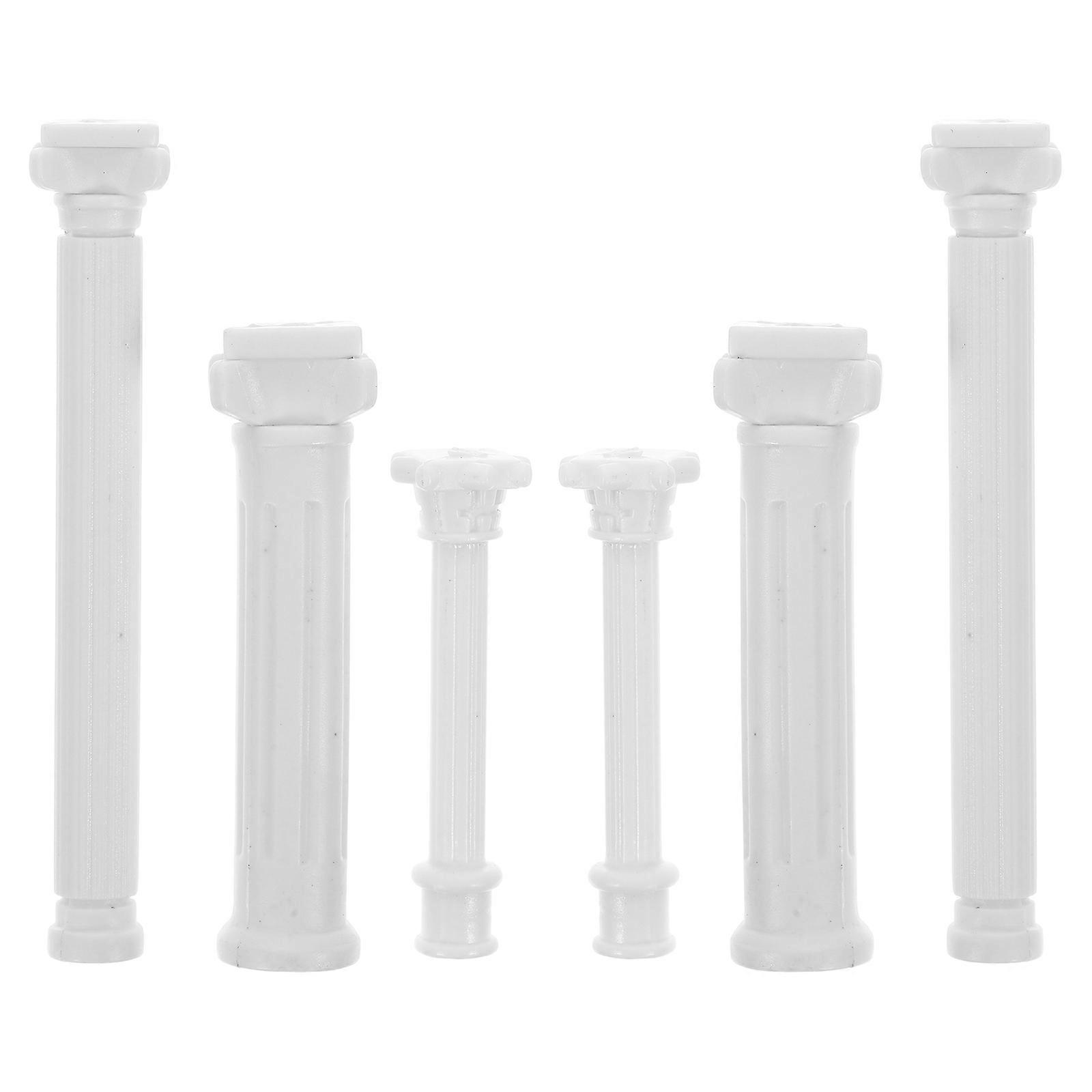 Roman Pillar Decorative Models for Decoration 6Pcs Miniature White Plastic