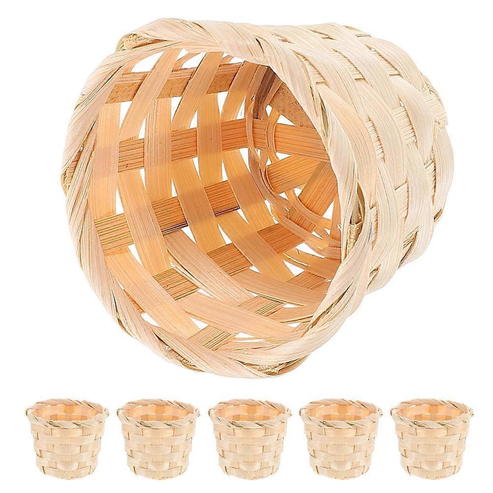 Handwoven Bamboo Basket for Storage with 6Pcs Rattan Fruit Baskets