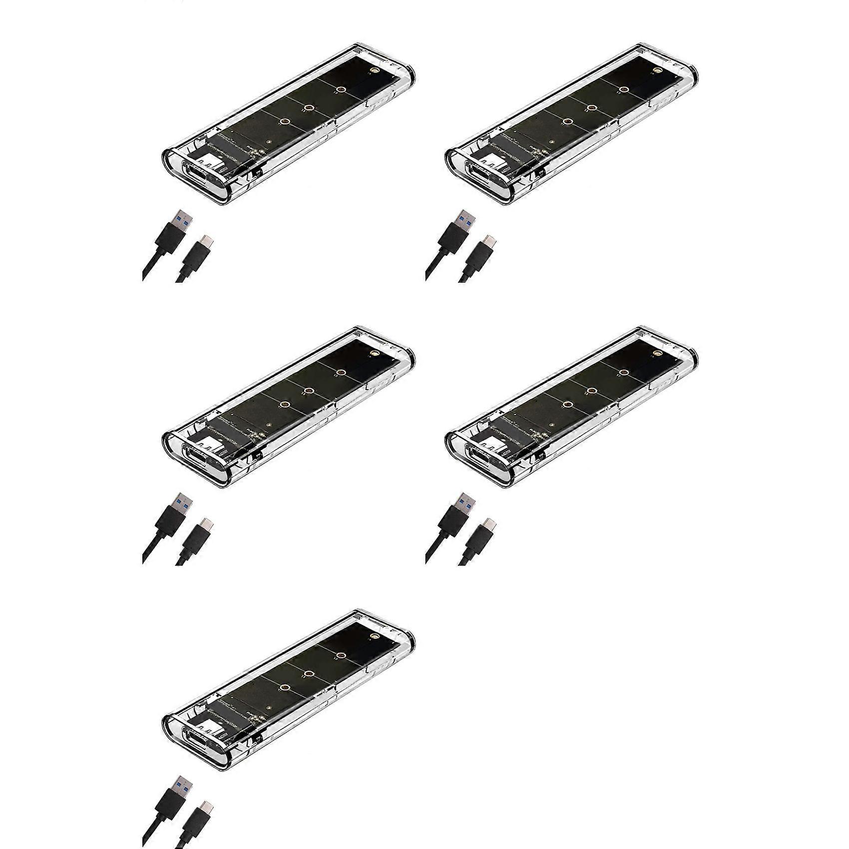5X M.2 NGFF SATA Dual Protocol SSD Case Clear USB Type C 10Gbps PCI-E M2 SSD Transparent External Enclosure