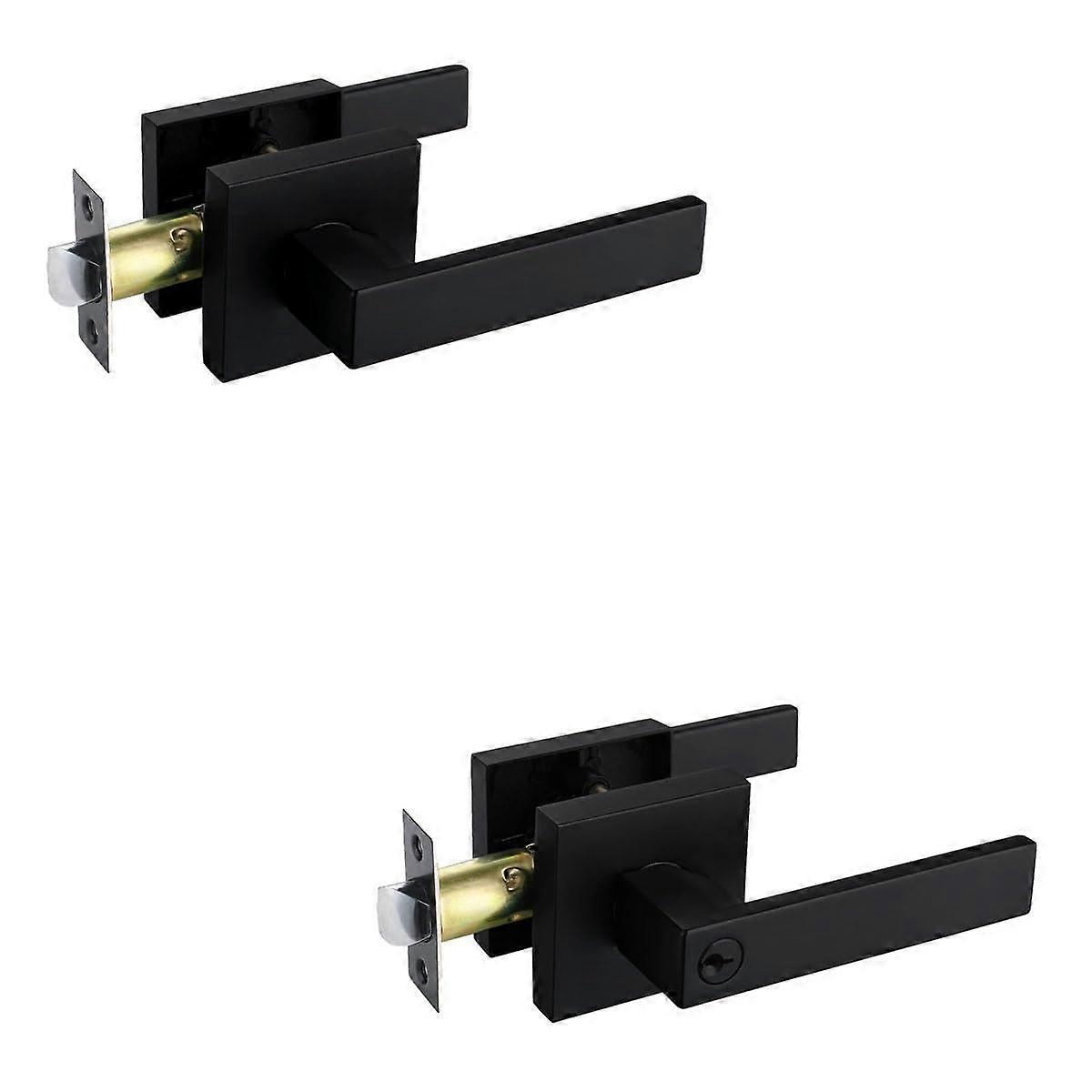 Keyed Entry Door Lever Handle Set with Adjustable Backset for Exterior and Interior Use