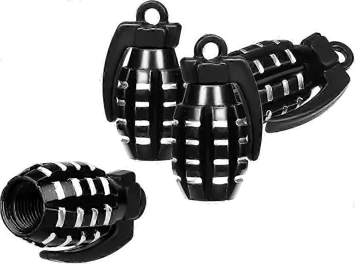 Capace de supapă - Pachet de 4, Model Grenade, Aluminiu, Capace de anvelope rezistente, Roșu-JJ