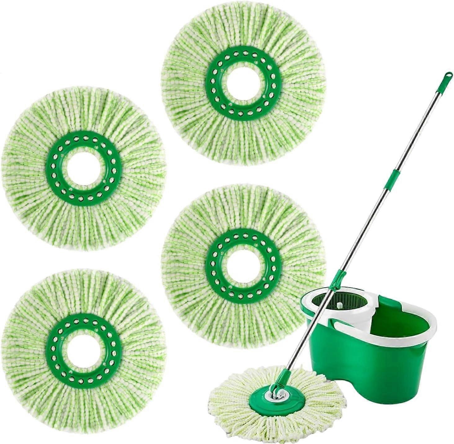 Mop Head Replacement Compatible with Libman Tornado Spin Mop, Reusable Microfiber Refill, Washable for Wood, Tile, Marble (4)