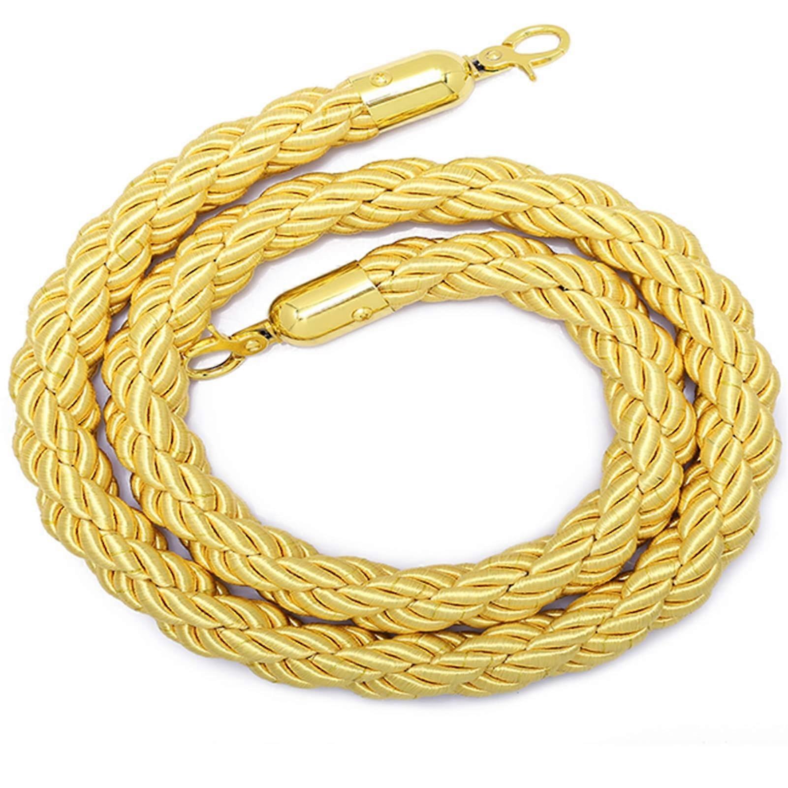 Velvet Stanchion Rope with Brass Hooks, Durable Braided Hemp Queue Barrier, Multiple Lengths