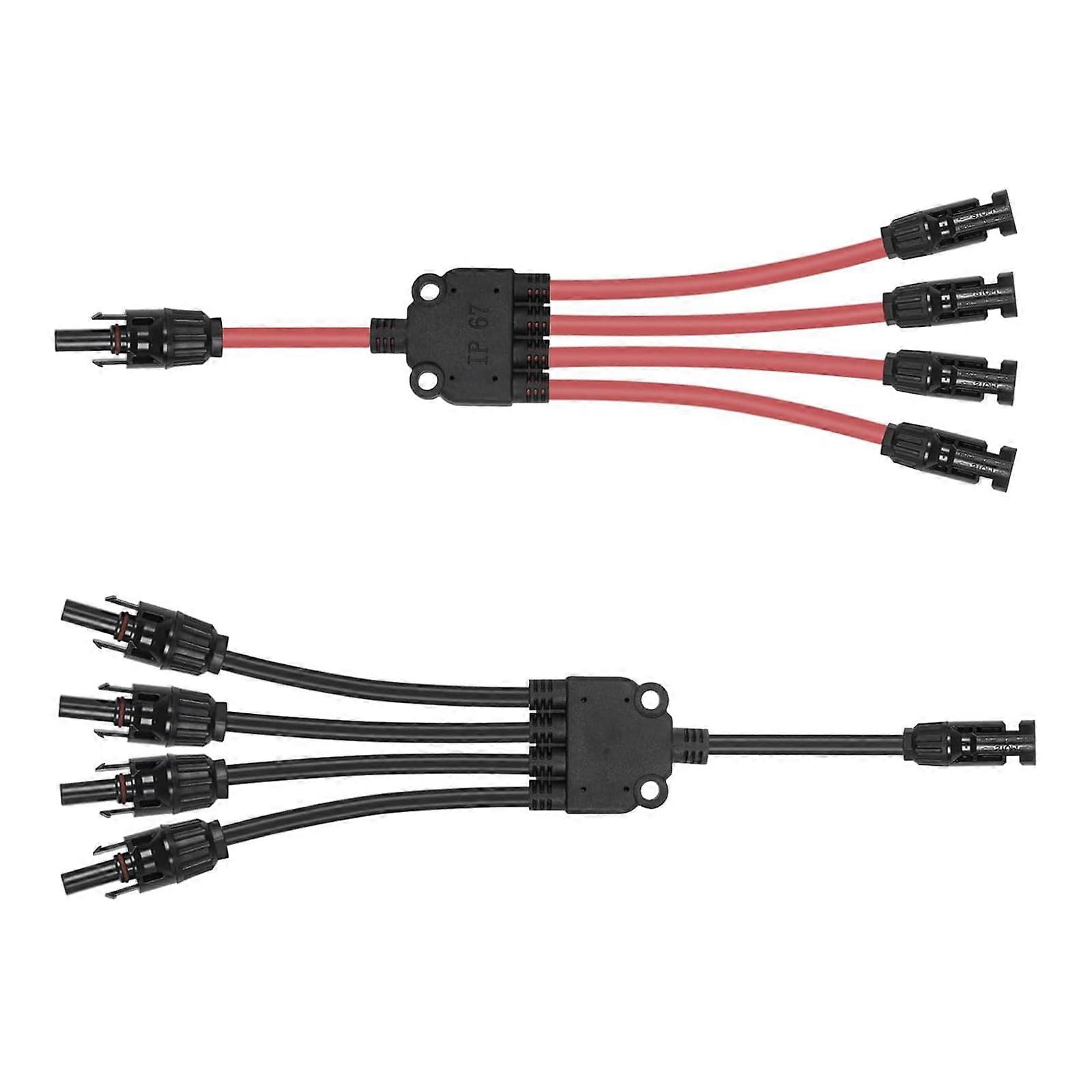 Solar Panel Connector MC4 1 to 4 Y Branch 1000V 30A Parallel Wiring Adapter Weather Resistant