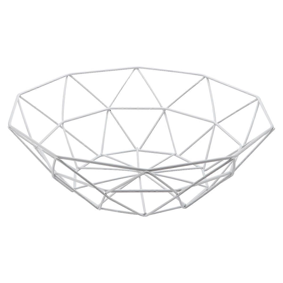 Kitchen Fruit Basket Iron Art Multi-Purpose Storage Container for Home Kitchen White Small 1Set