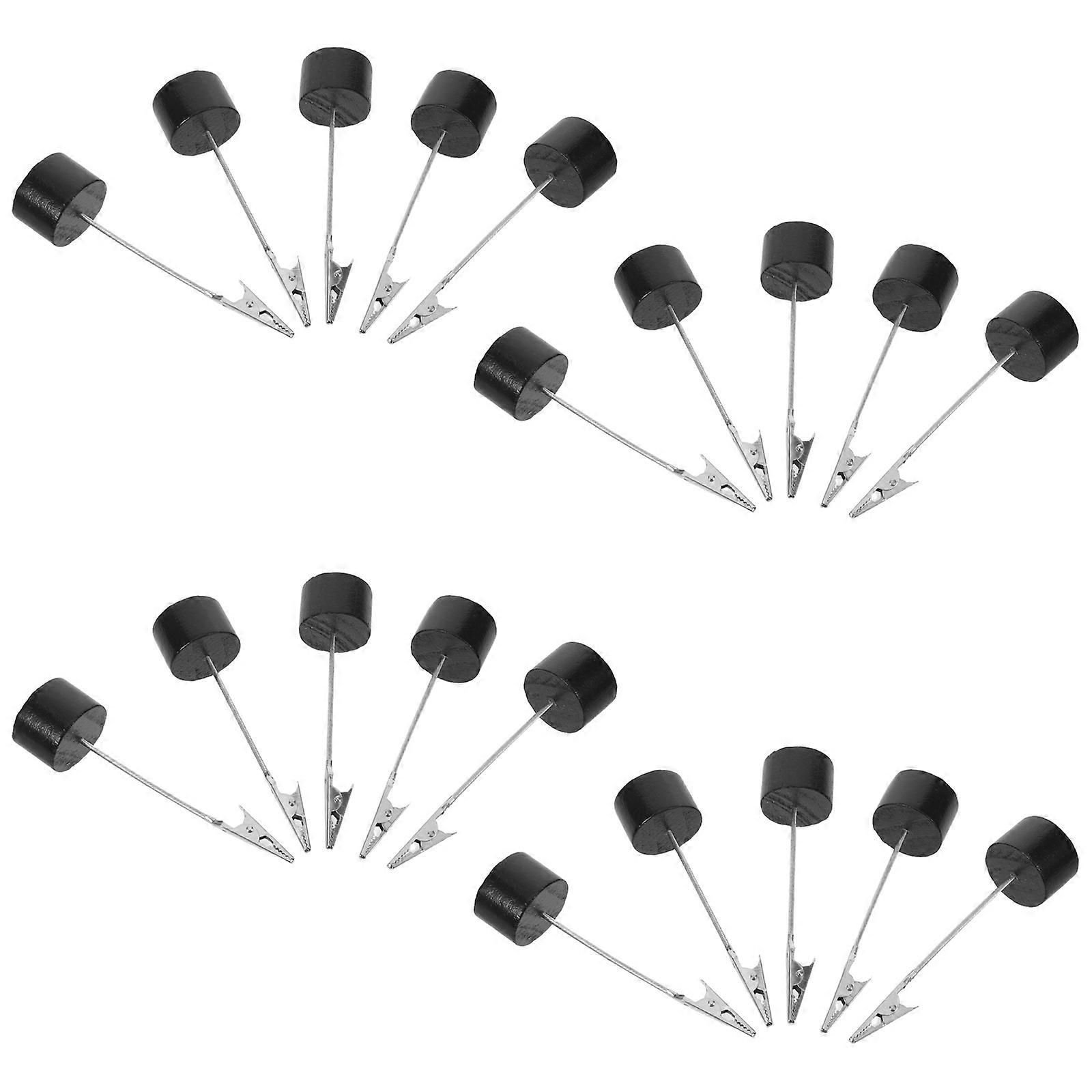 Wooden Round Base Holder for Memo Notes with 24Pcs Table Number Holder Clips