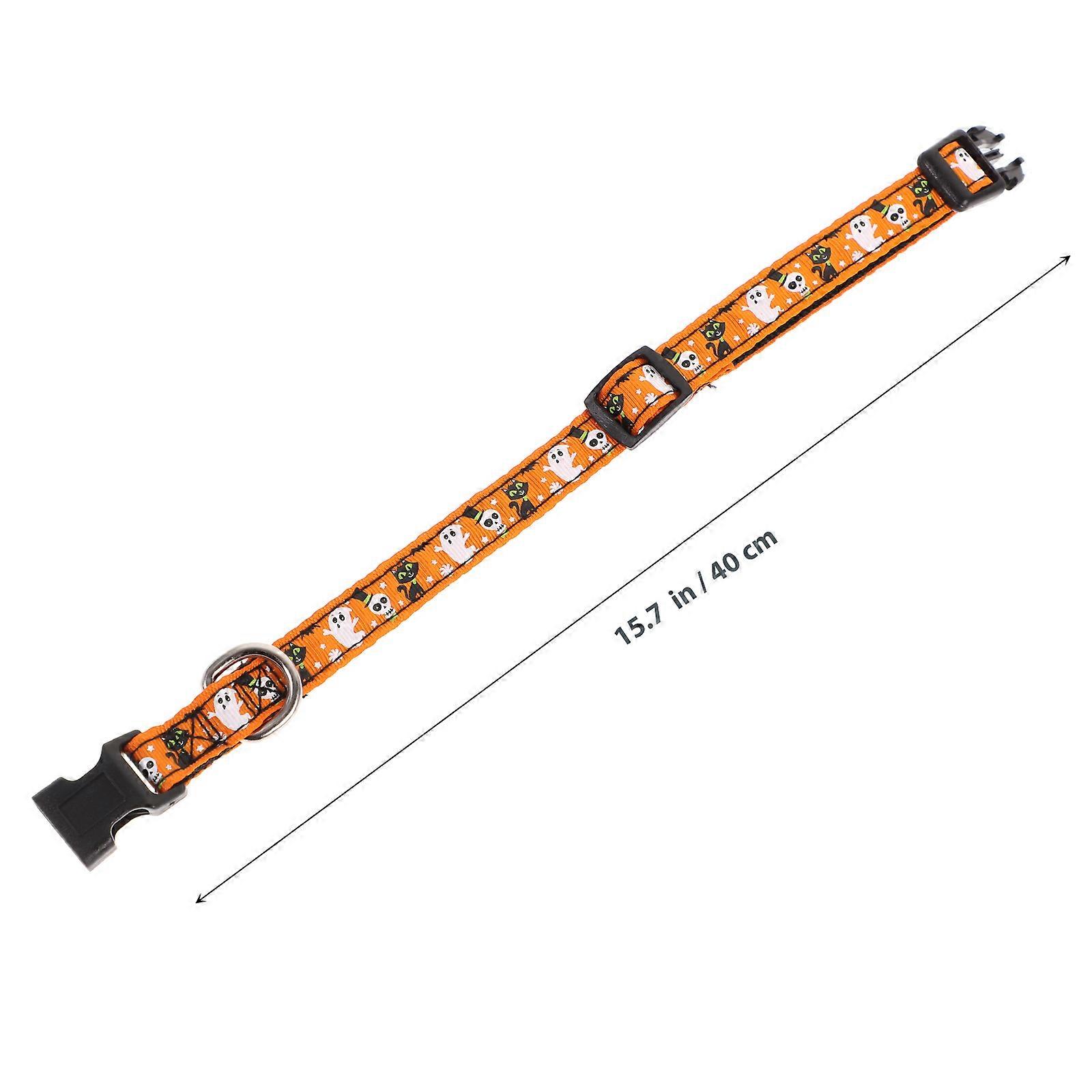Halloween Orange Pet Collar Leash 2Pcs Set Adjustable for Dogs