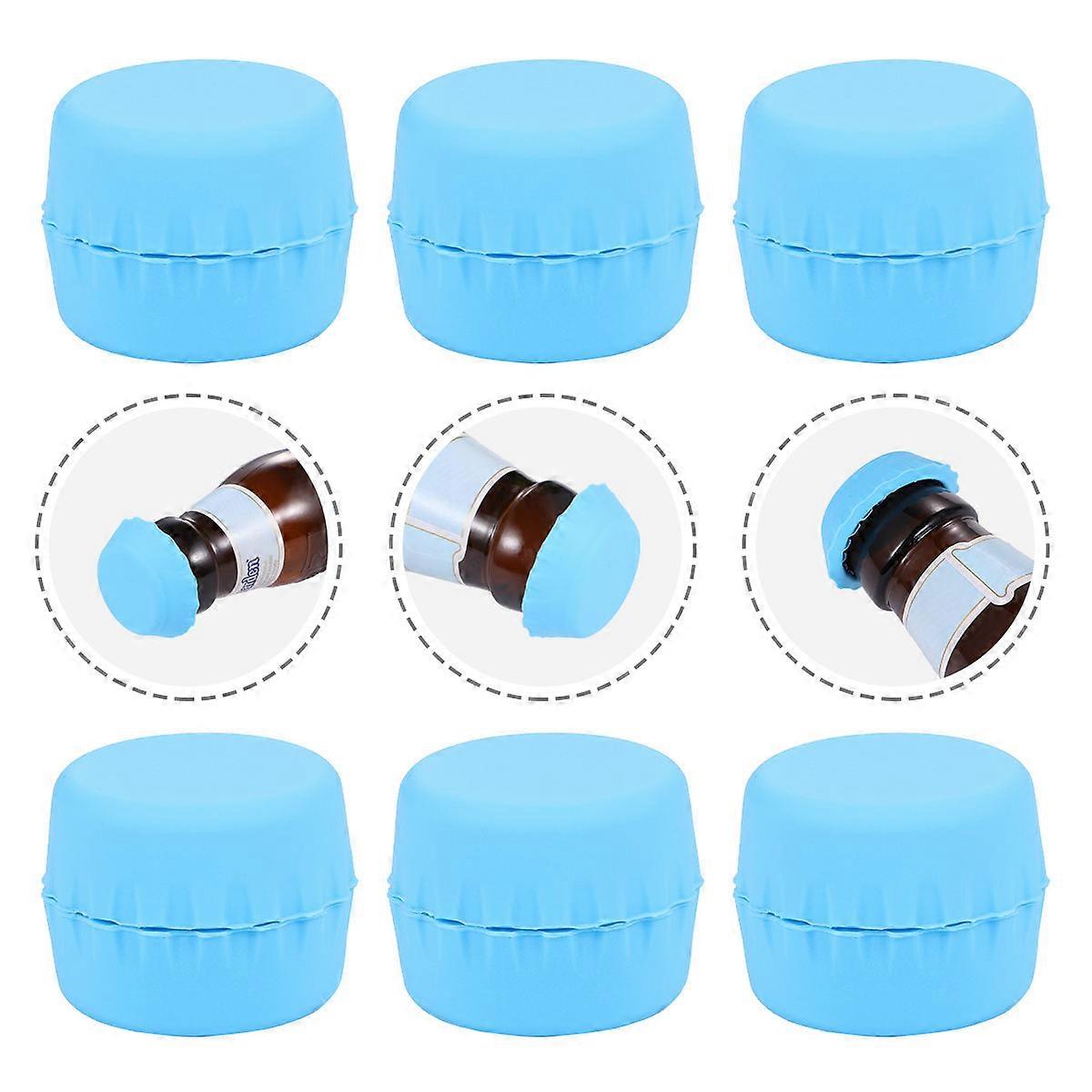 Silicone Beer Bottle Cap for Freshness 6Pcs Blue Bottle Caps