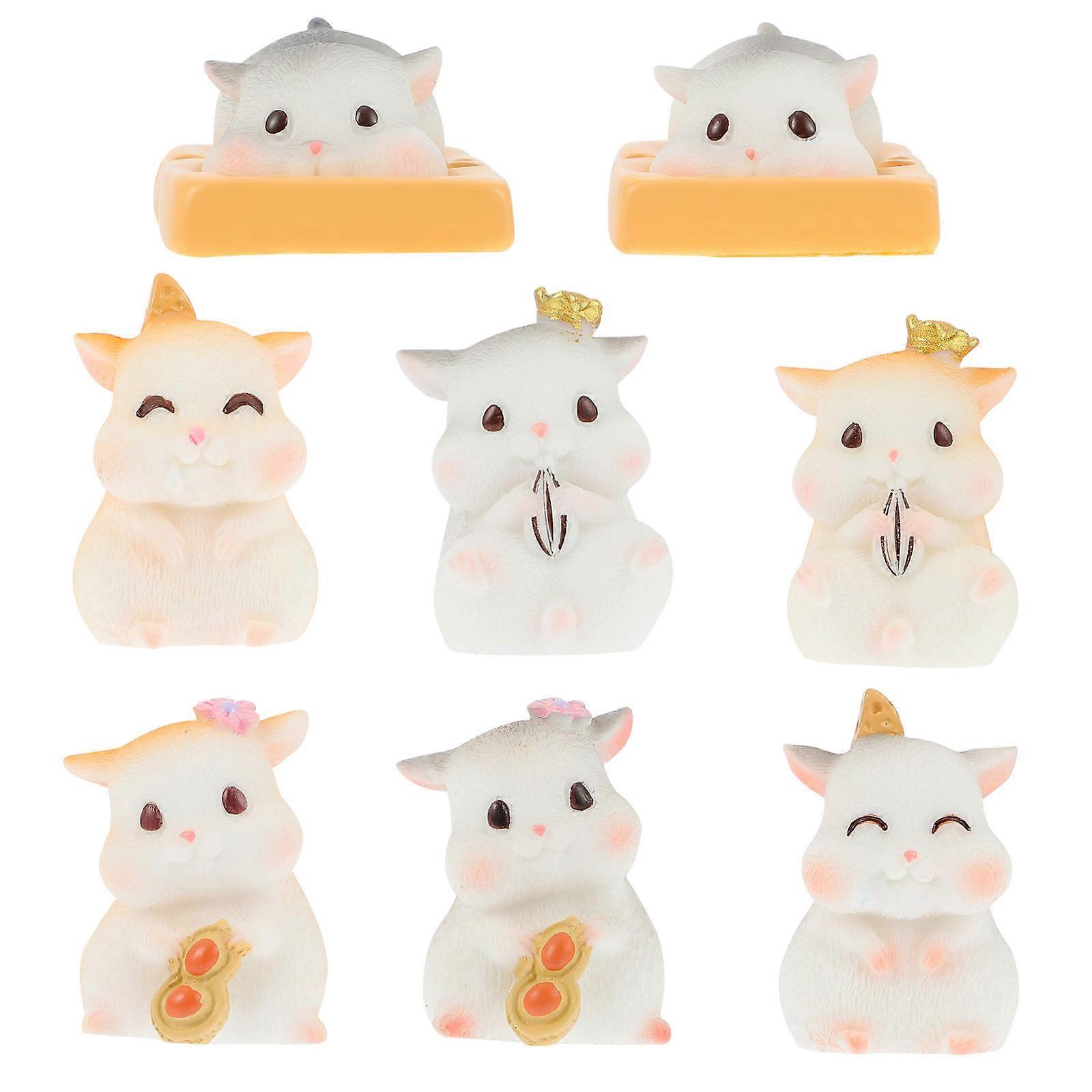 Moss Mini Decor Hamster Model Crafts for Decor 8Pcs Resin Accessories