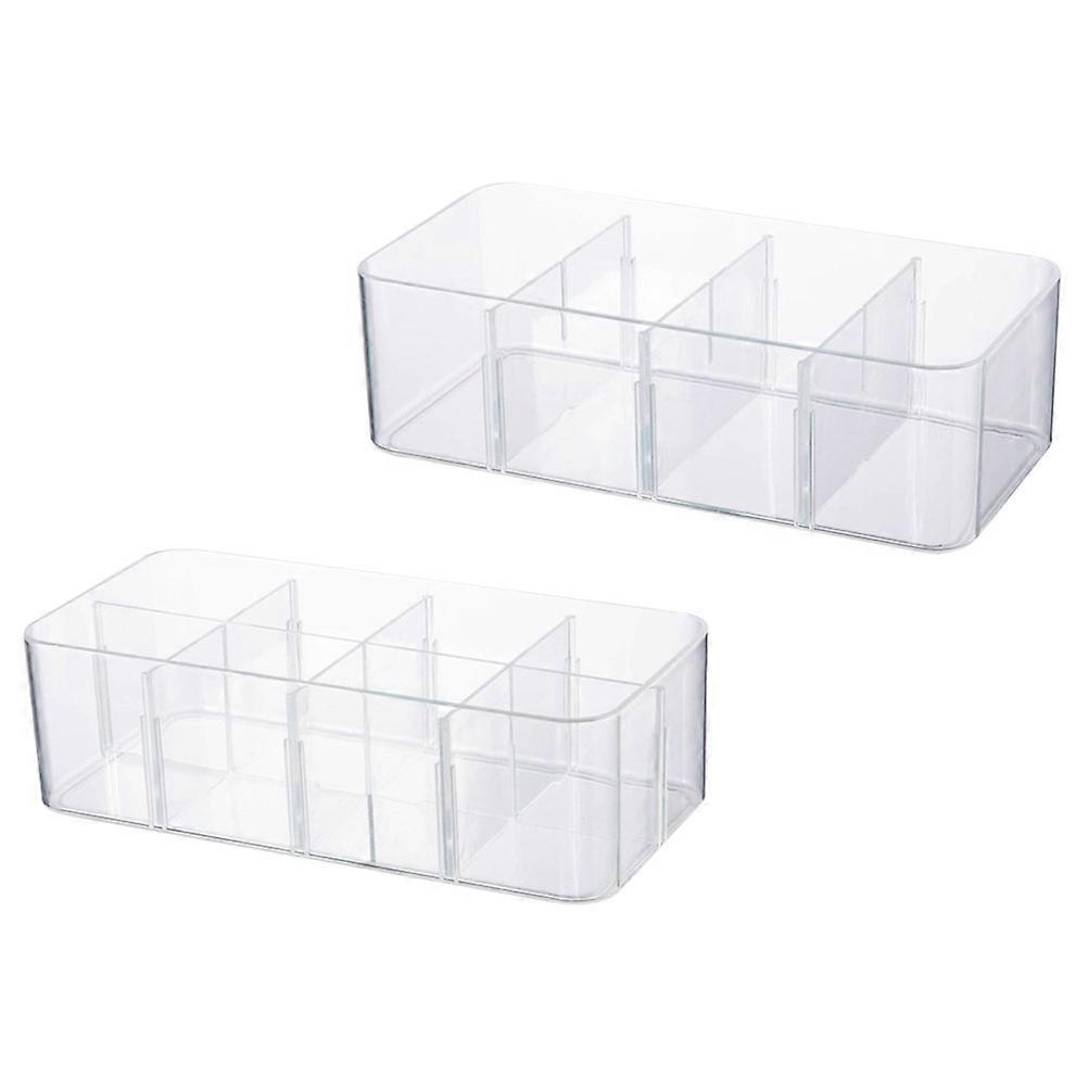 Underwear Storage Box Container with Multiple Grids for Socks 4Pcs Transparent