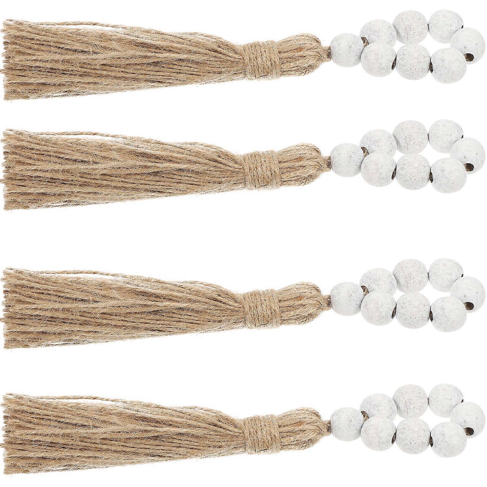 Rustic Wooden Bead Napkin Rings for Decorative Use 12Pcs Set