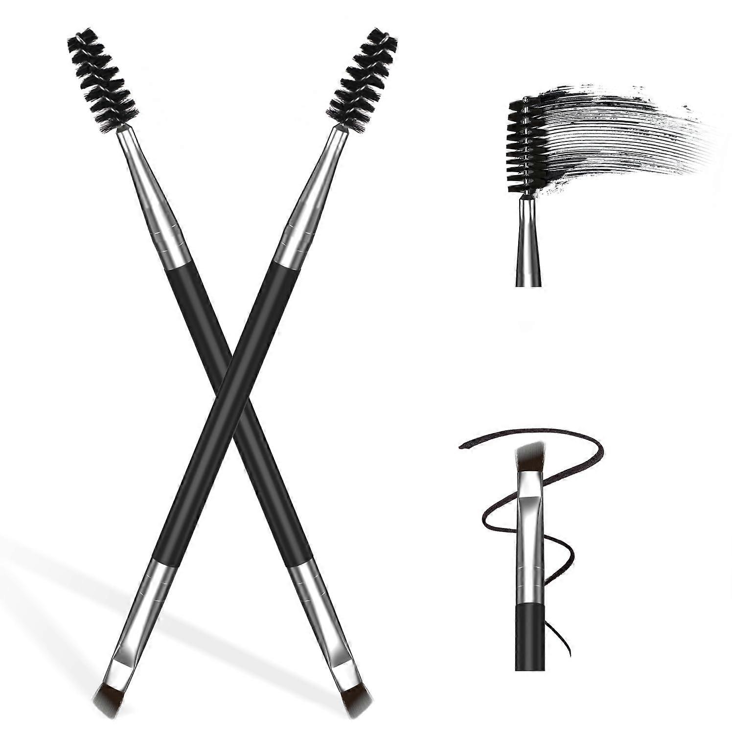 Dual Ended Eyebrow Brush Set with Angled Precision Tip and Spoolie for Shaping and Blending