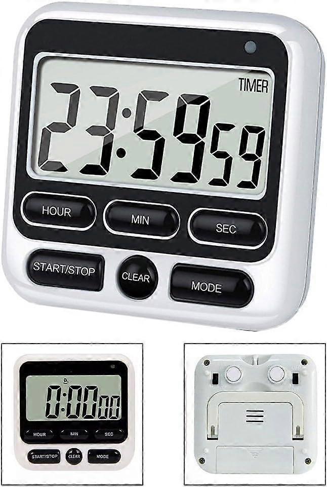 Kitchen Timer with Loud Alarm, Count Up Down, Magnetic Back for Cooking, Workout and Study (Black)