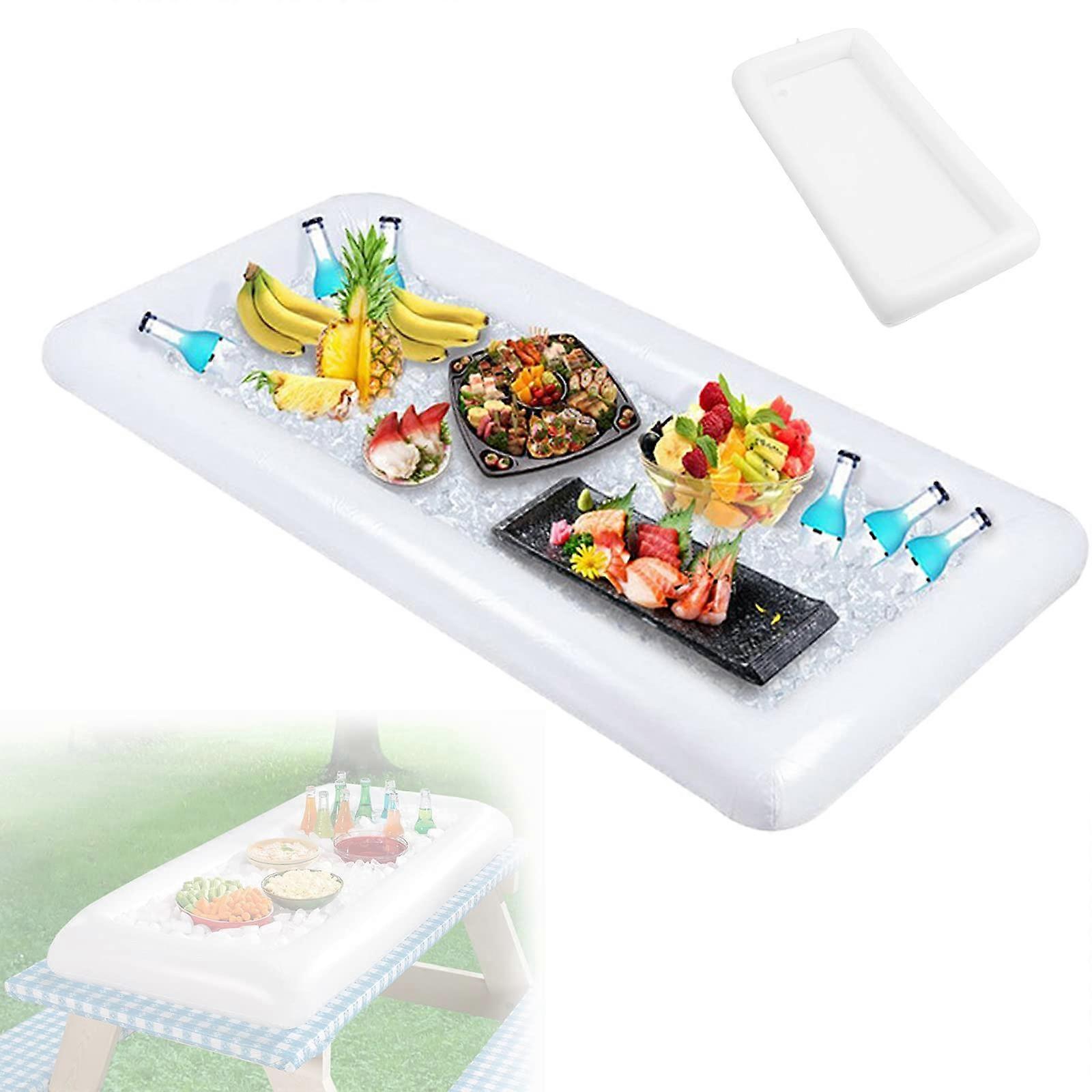Inflatable Buffet Cooler with Drain Plug Keeps Food Fresh for Pool Party Picnic Camping