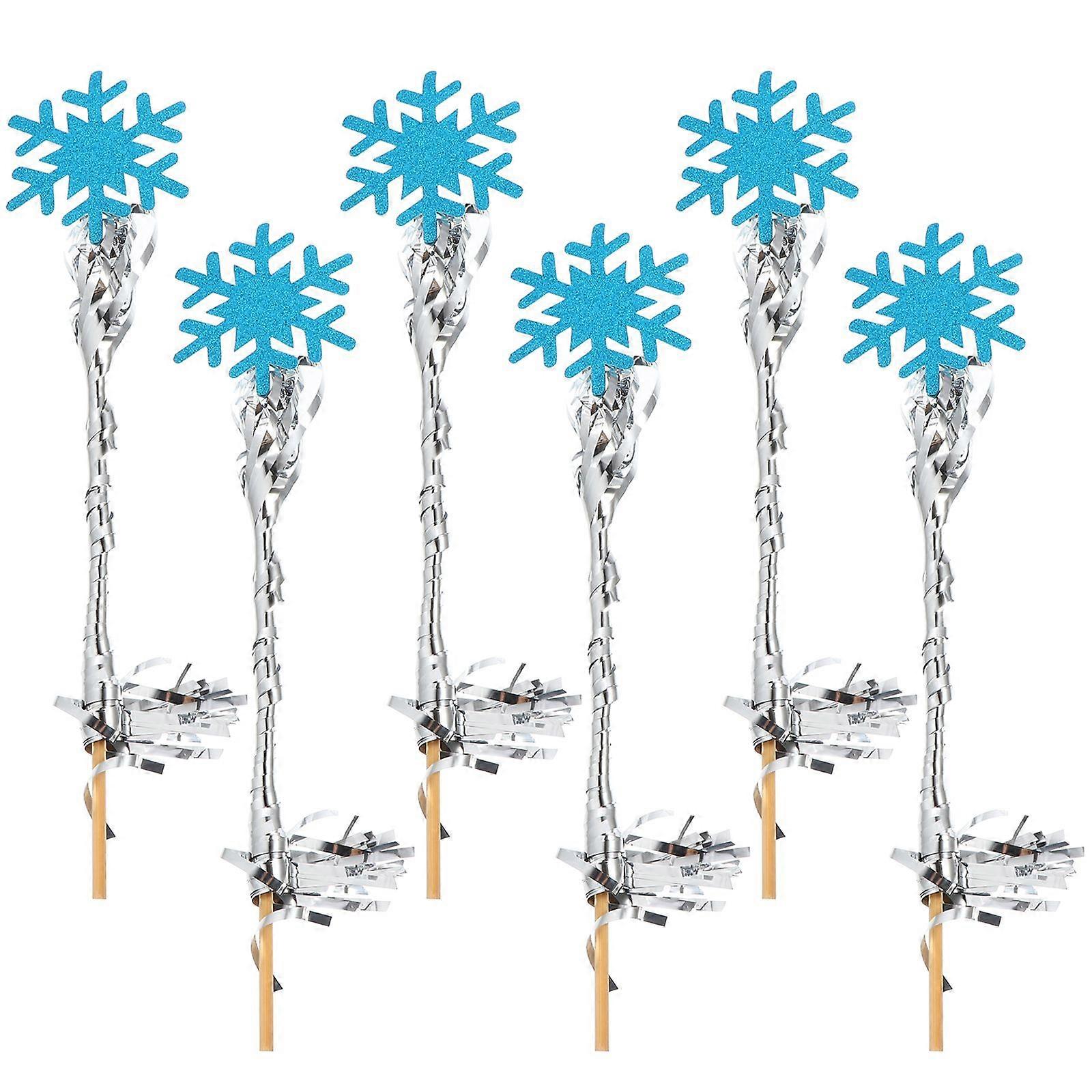 6Pcs Decorative Fairy Wands Snowflake Sticks Performance Props for Wedding