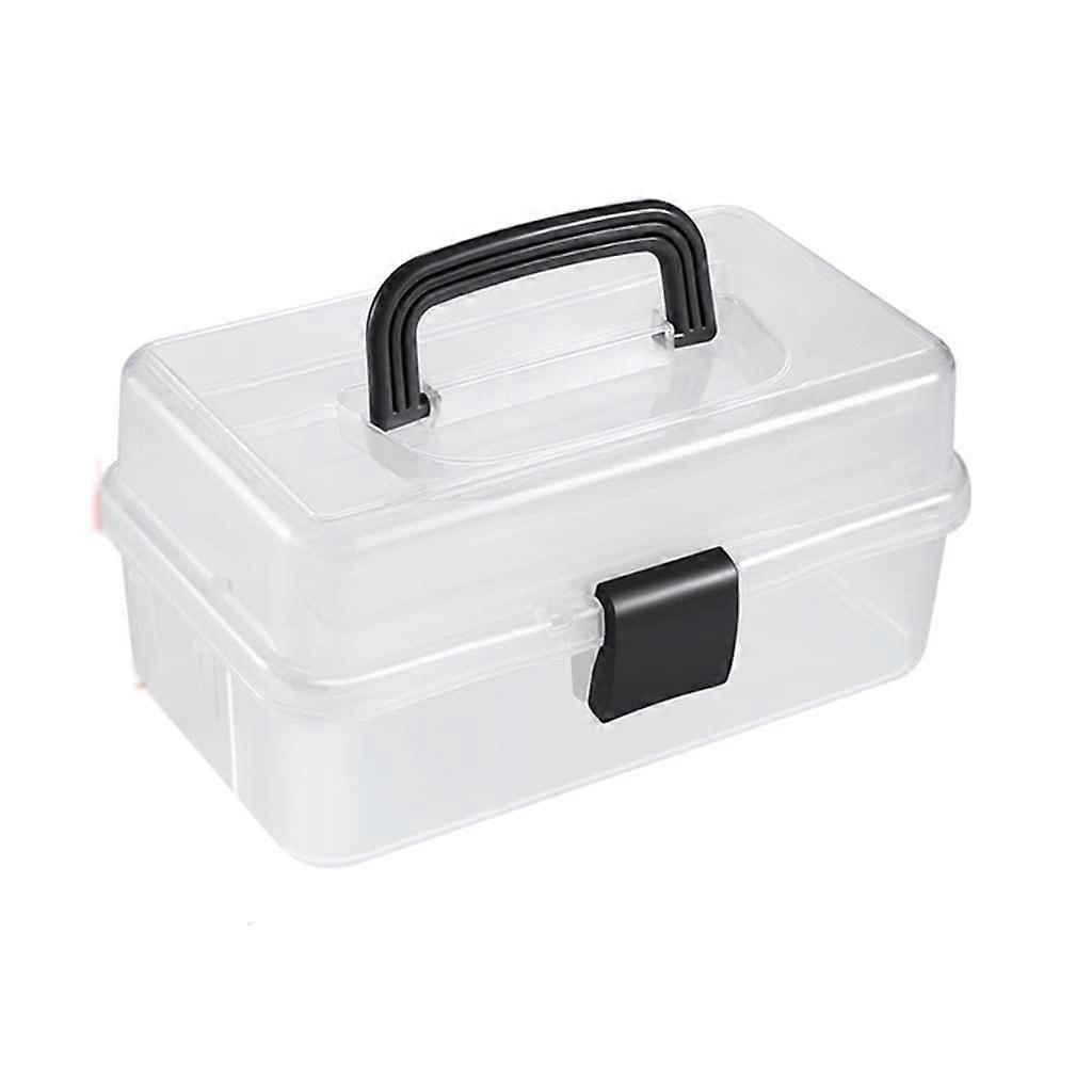 3 Tier Storage Box Organizer with Handle, Clear Lid, Secure Lock, SmallC Multipurpose Case