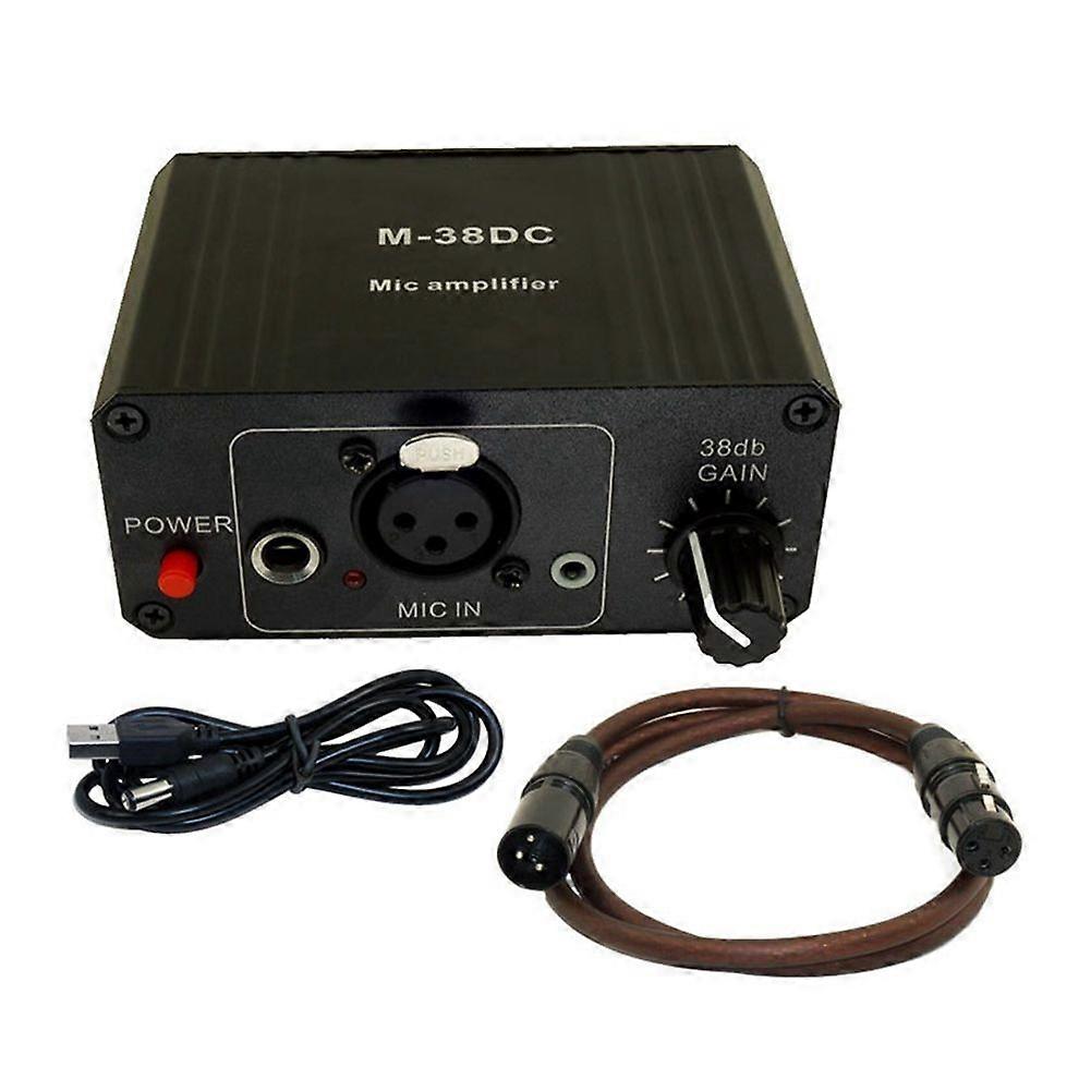 Protable Microphone Preamp 48V Phantom Power High Gain XLR Output Mic Preamplifier for Dynamic/Condenser Microphone C